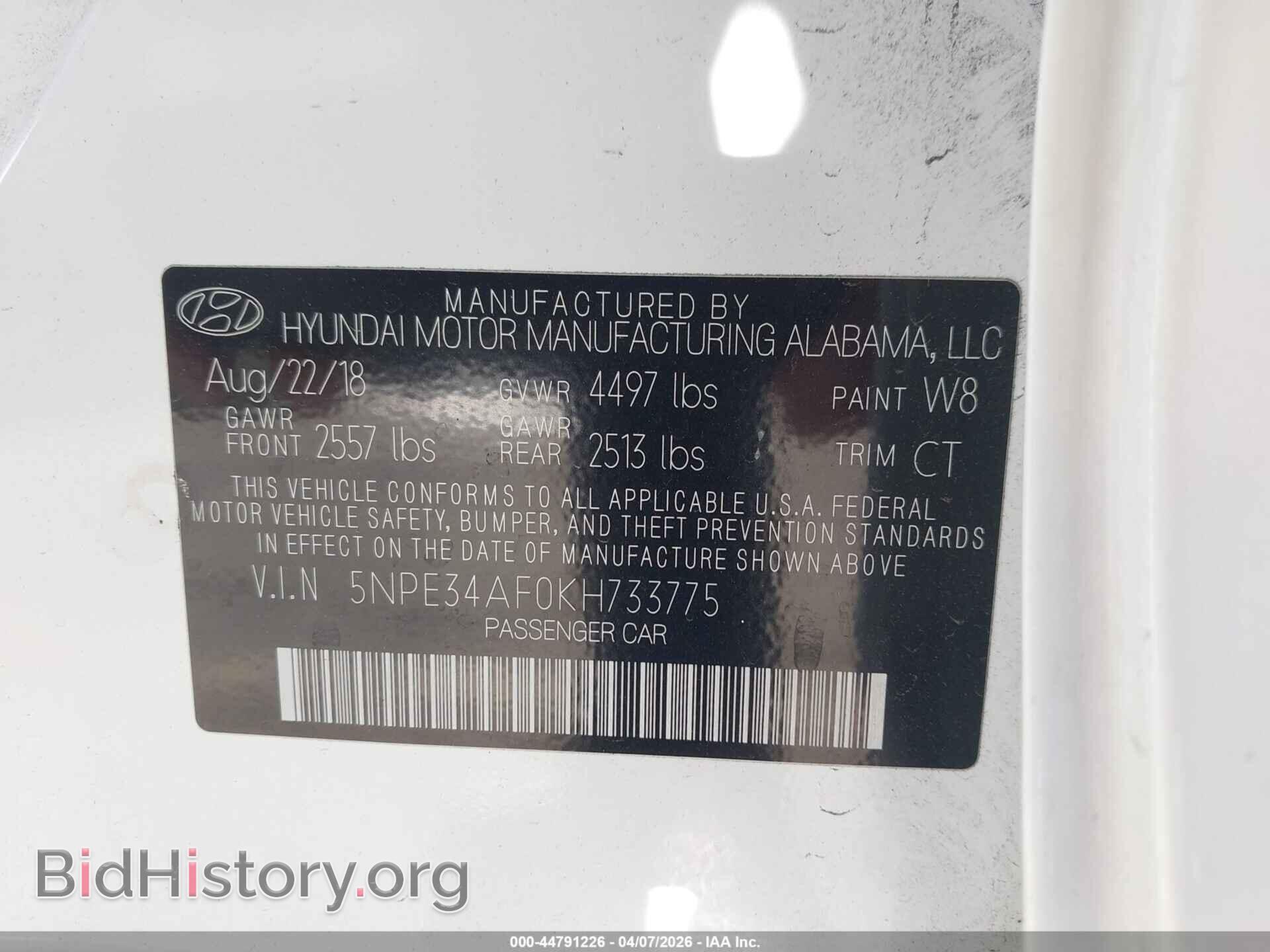 2019 HYUNDAI SONATA - VIN: 5NPE34AF0KH733775 - Фото 9
