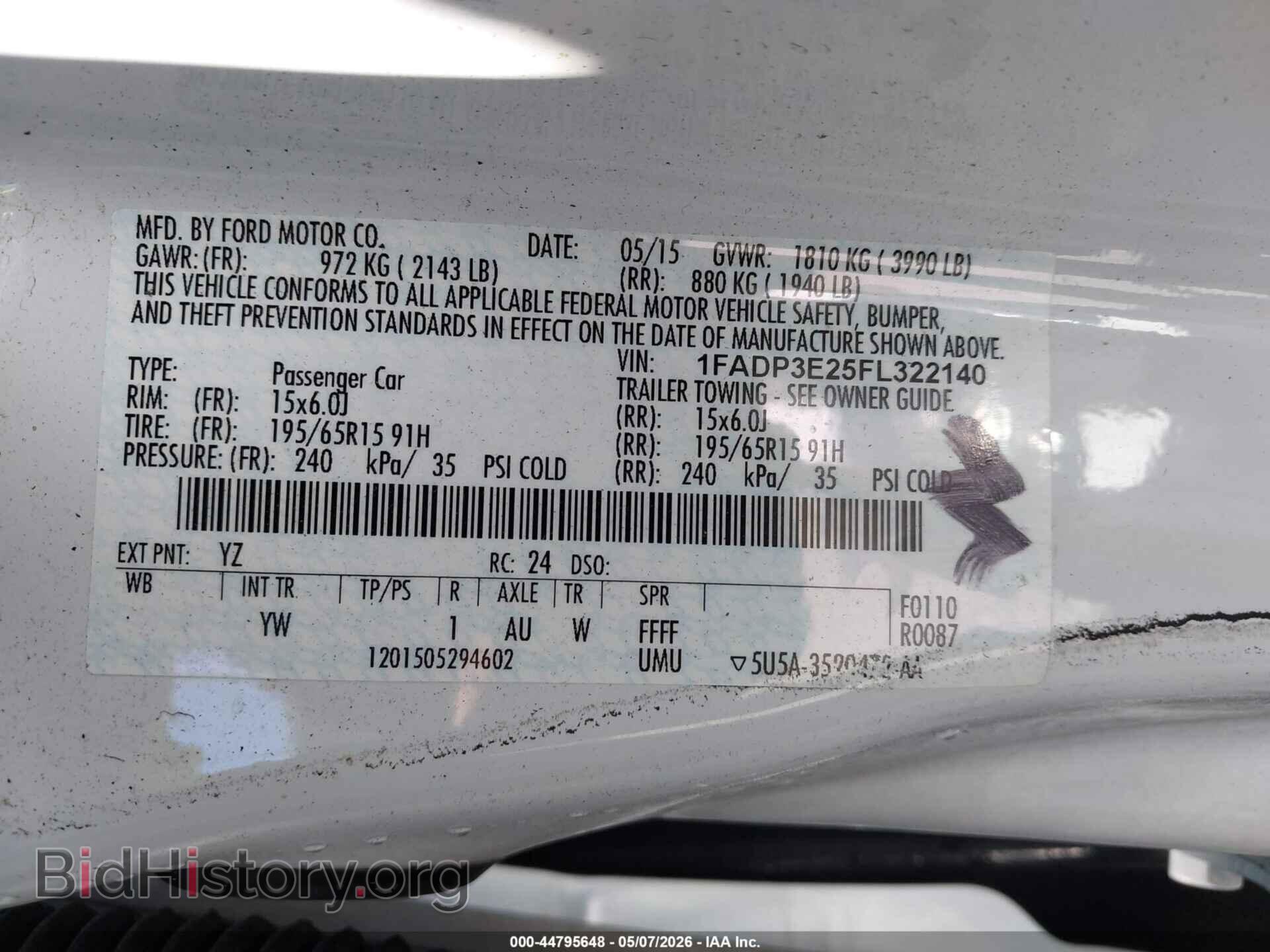 2015 FORD FOCUS - VIN: 1FADP3E25FL322140 - Фото 9