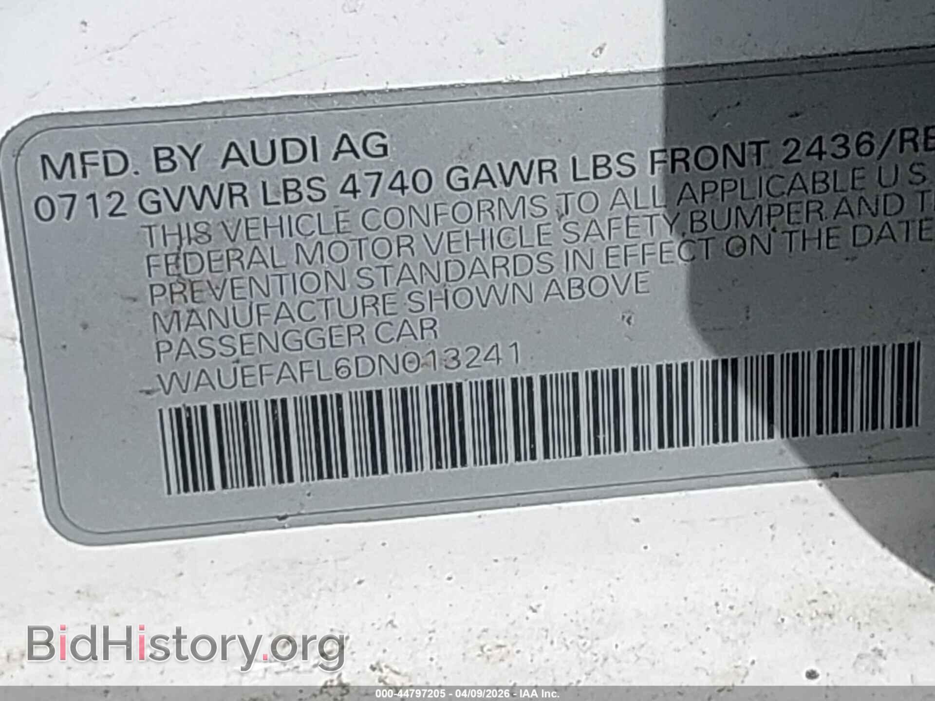 2013 AUDI A4 - VIN: WAUEFAFL6DN013241 - Фото 9