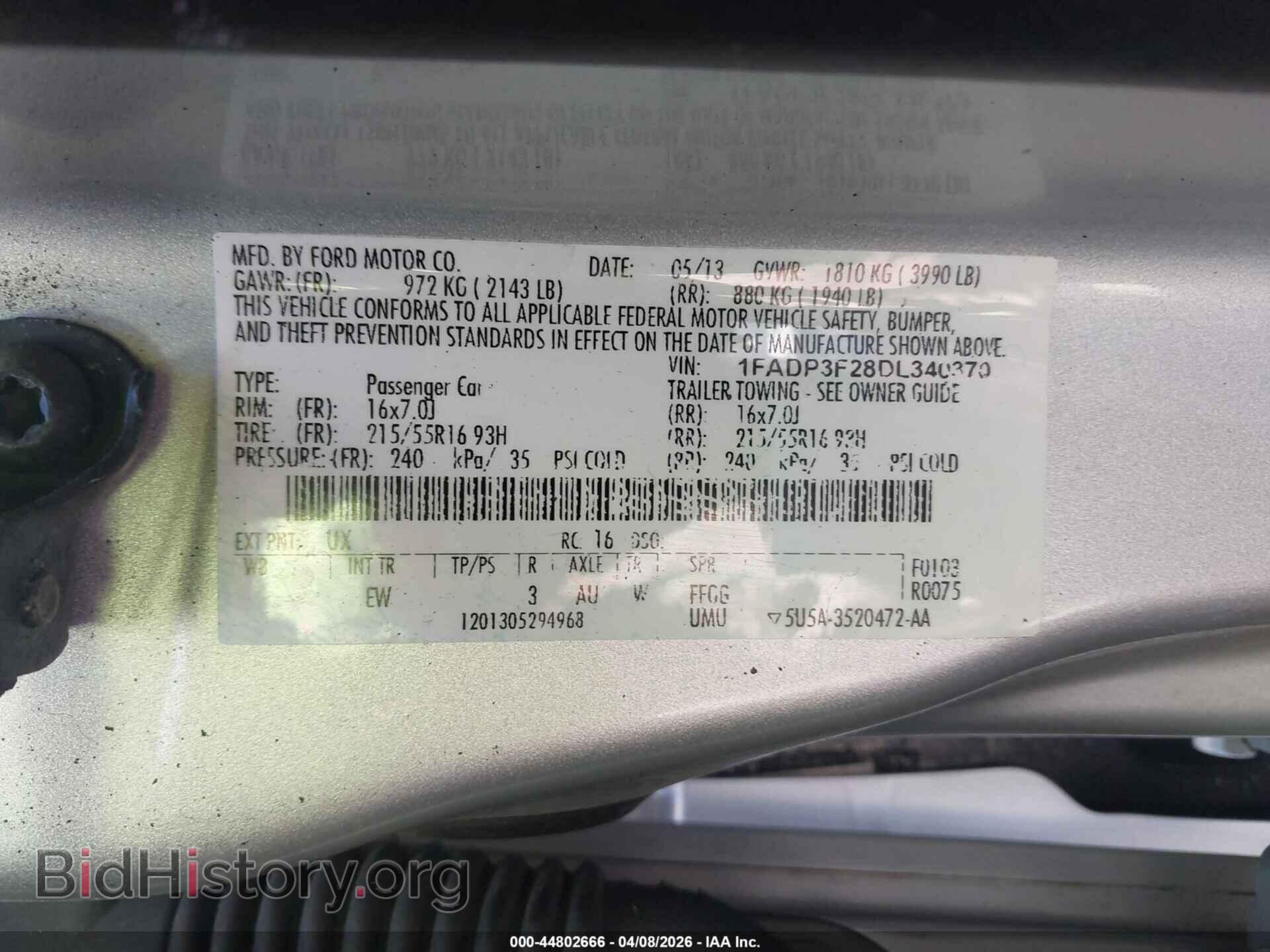 2013 FORD FOCUS - VIN: 1FADP3F28DL340370 - Фото 9