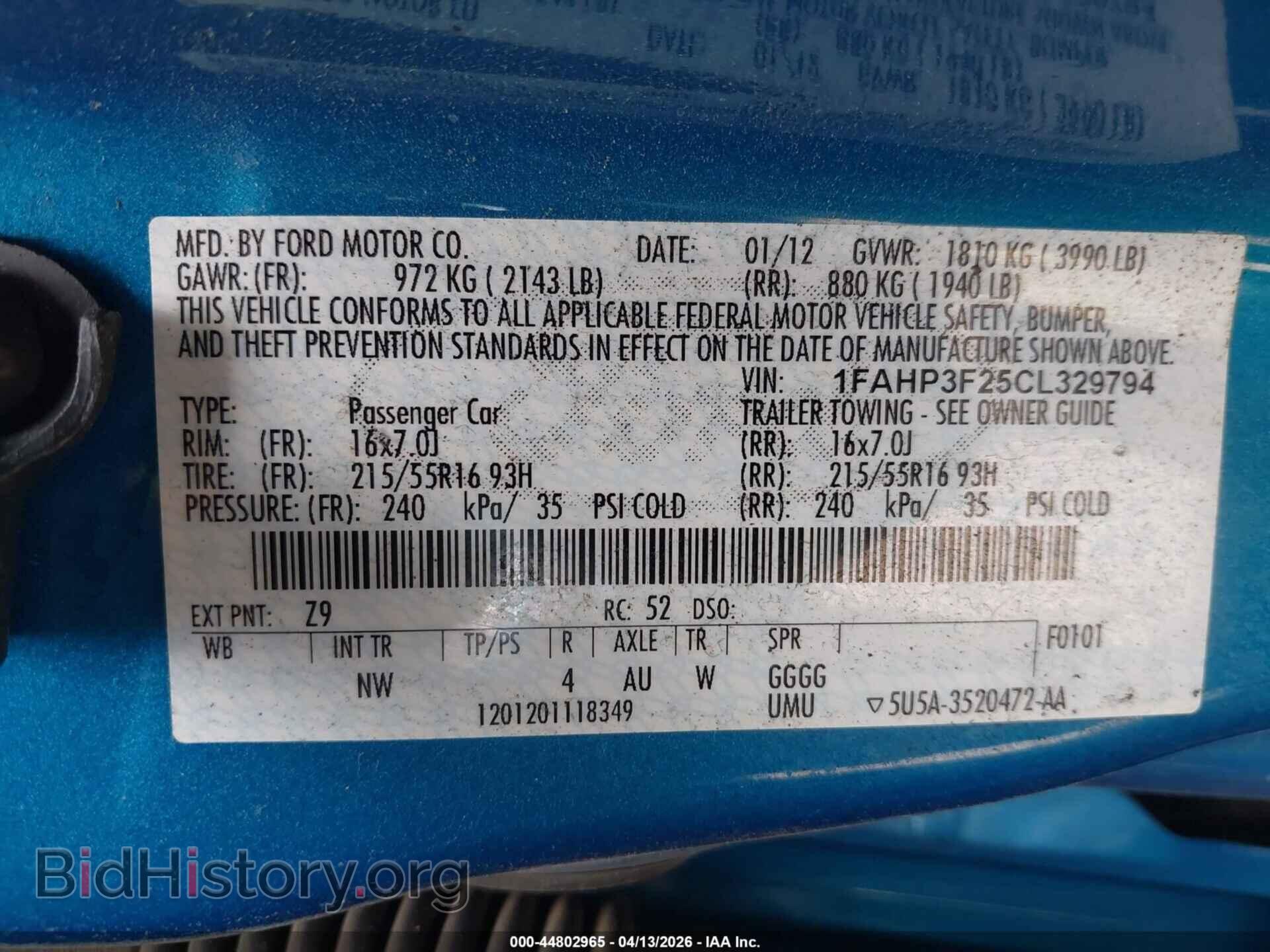 2012 FORD FOCUS - VIN: 1FAHP3F25CL329794 - Photo 9