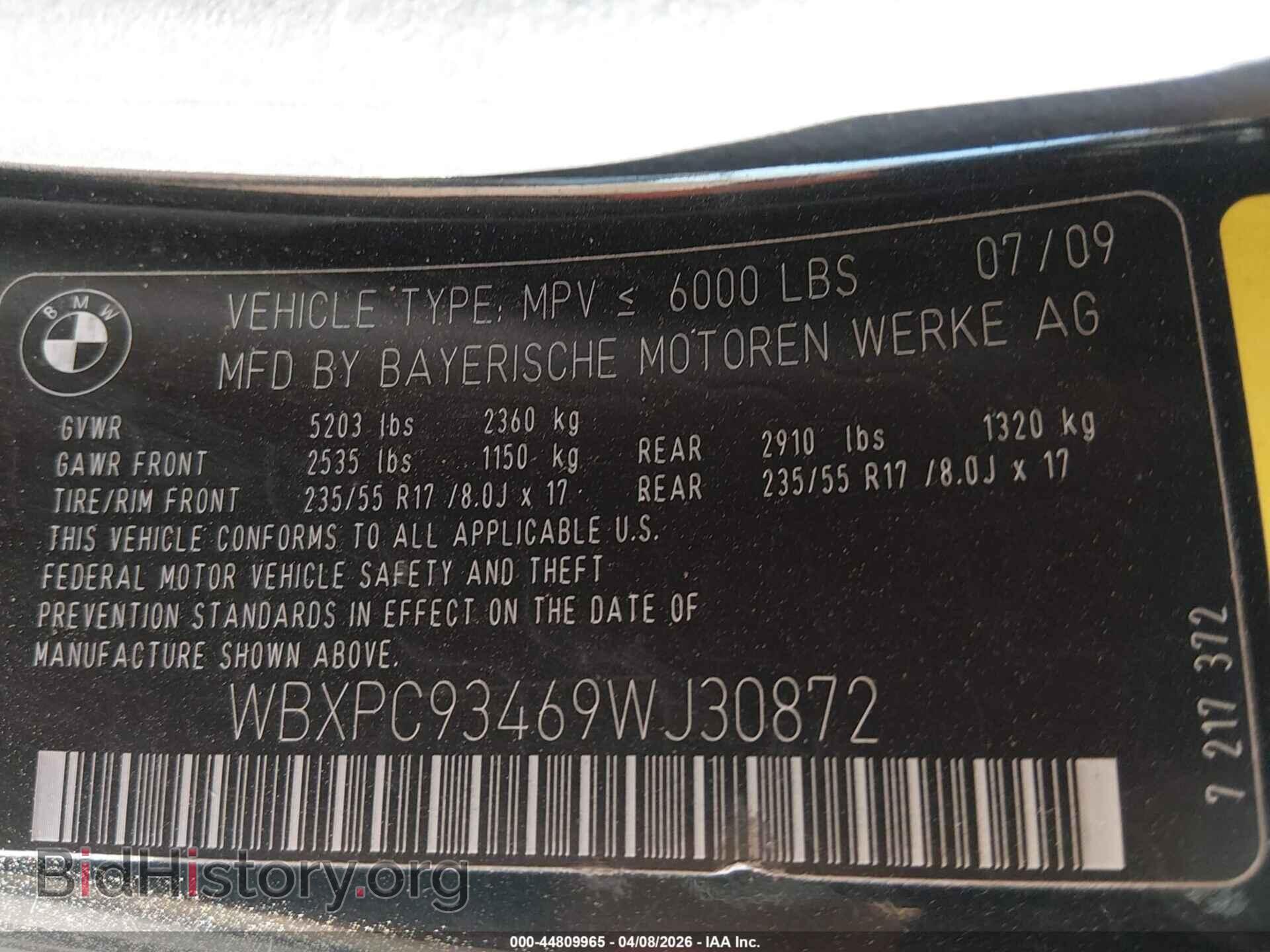 2009 BMW X3 - VIN: WBXPC93469WJ30872 - Фото 9