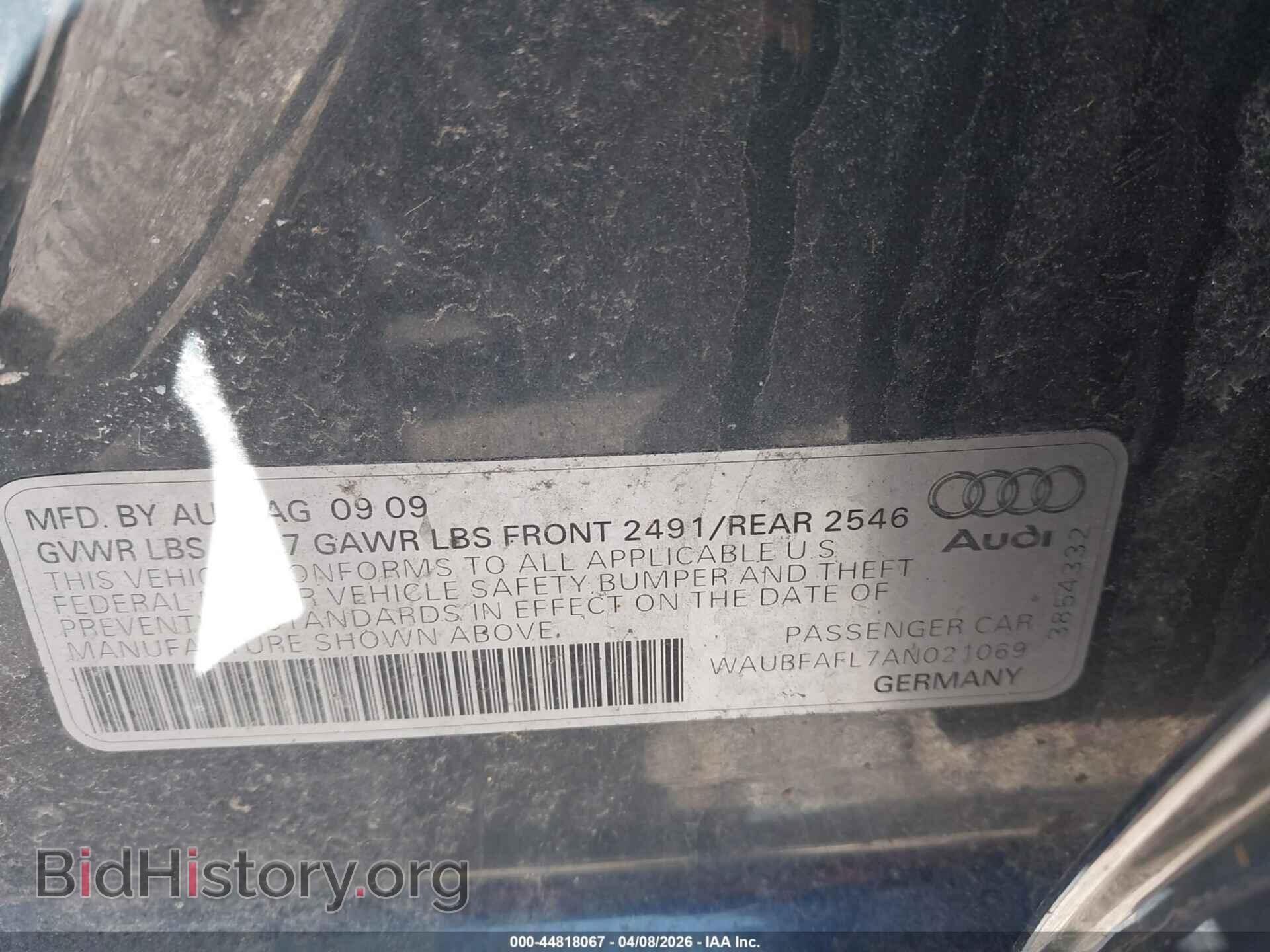 2010 AUDI A4 - VIN: WAUBFAFL7AN021069 - Photo 9