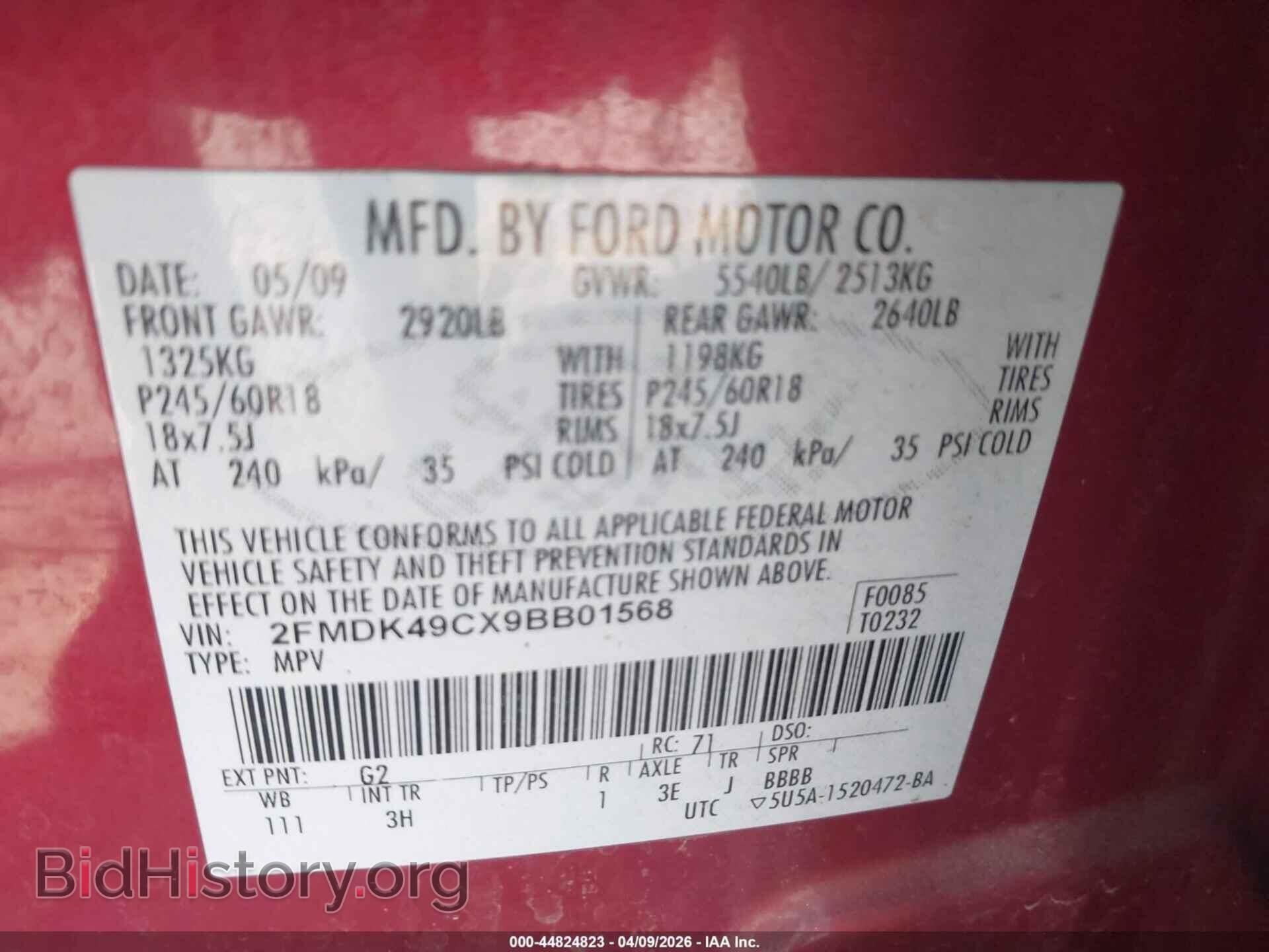 2009 FORD EDGE - VIN: 2FMDK49CX9BB01568 - Photo 9