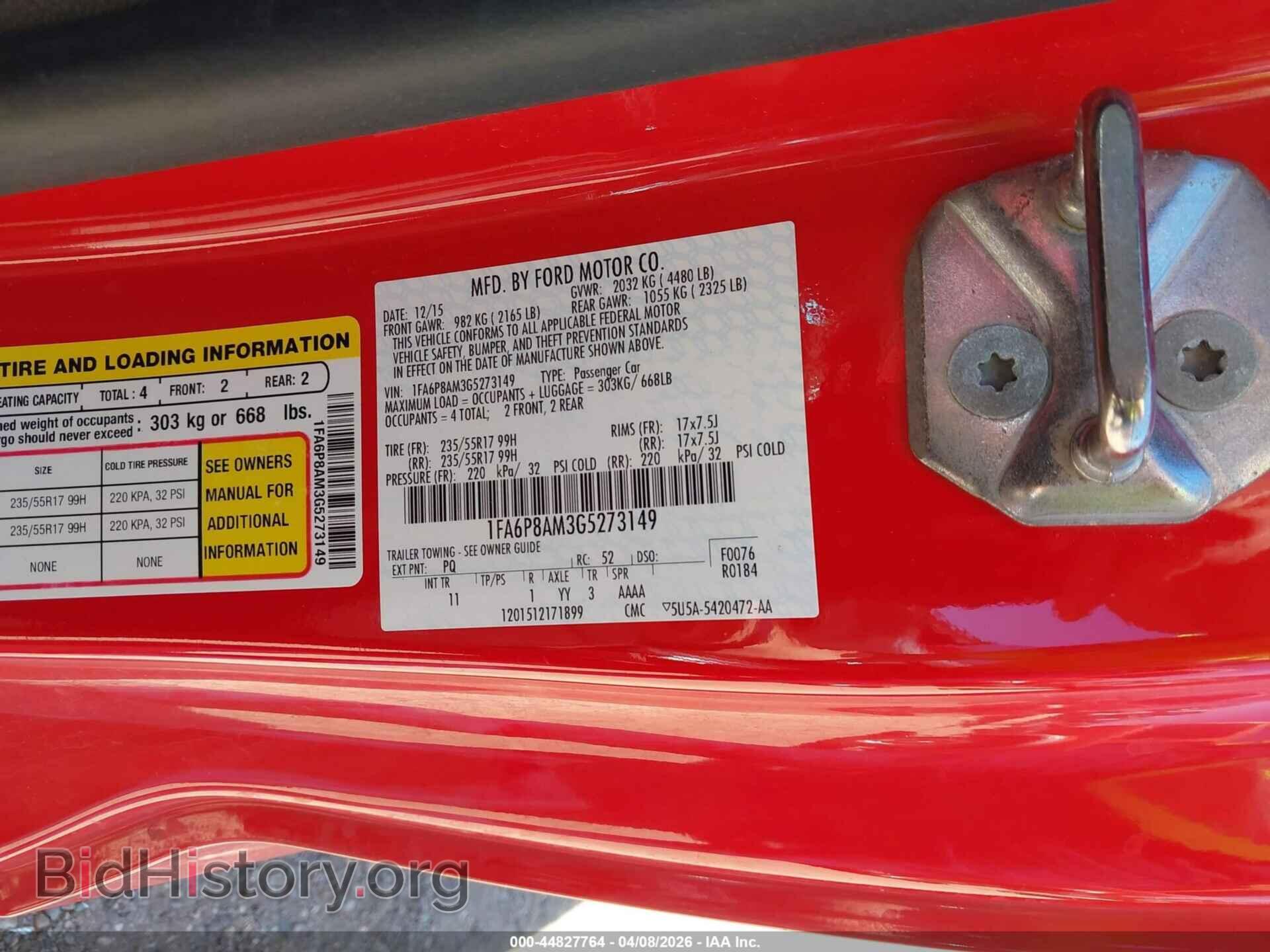 2016 FORD MUSTANG - VIN: 1FA6P8AM3G5273149 - Фото 9