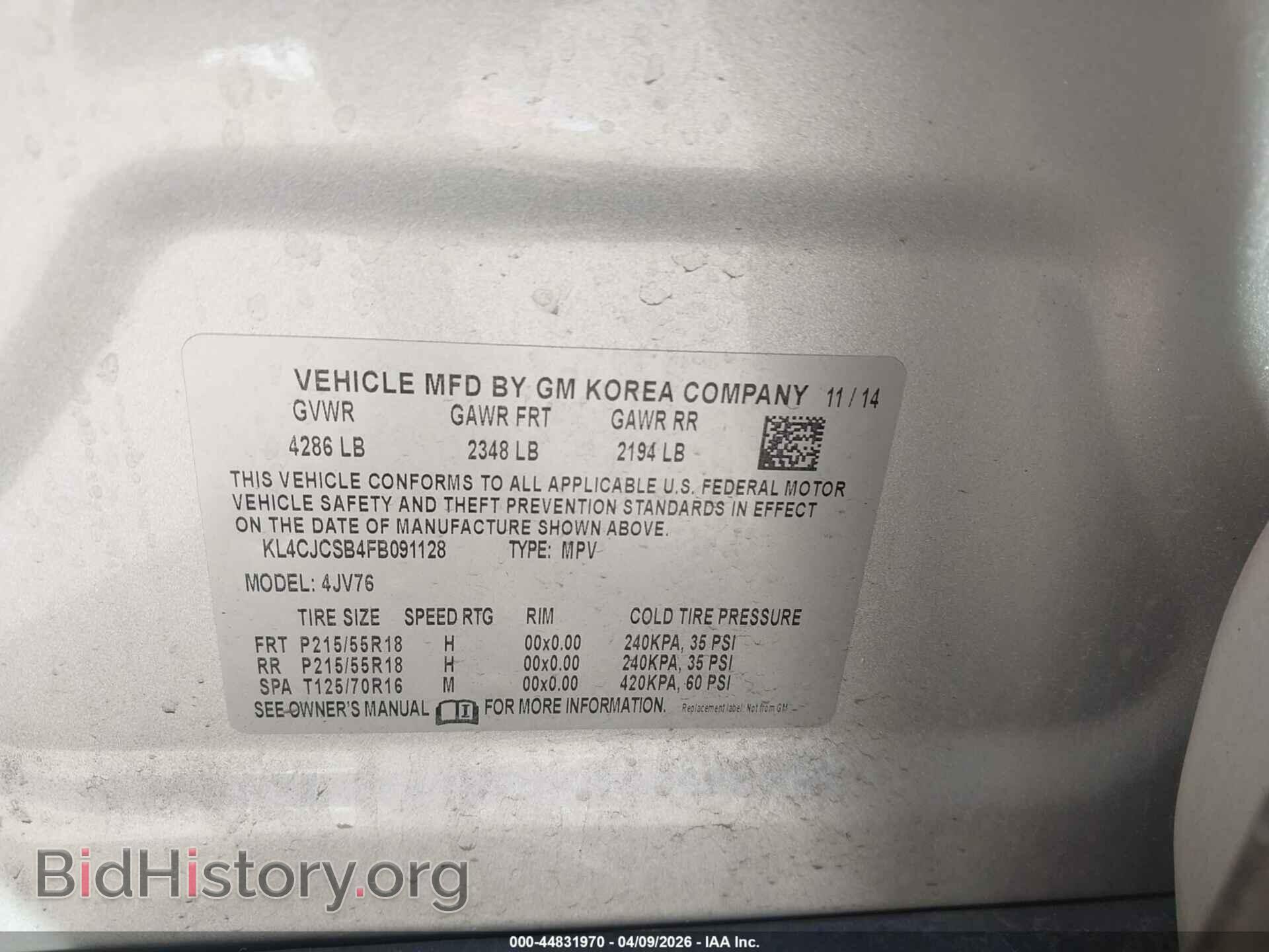 2015 BUICK ENCORE - VIN: KL4CJCSB4FB091128 - Photo 9