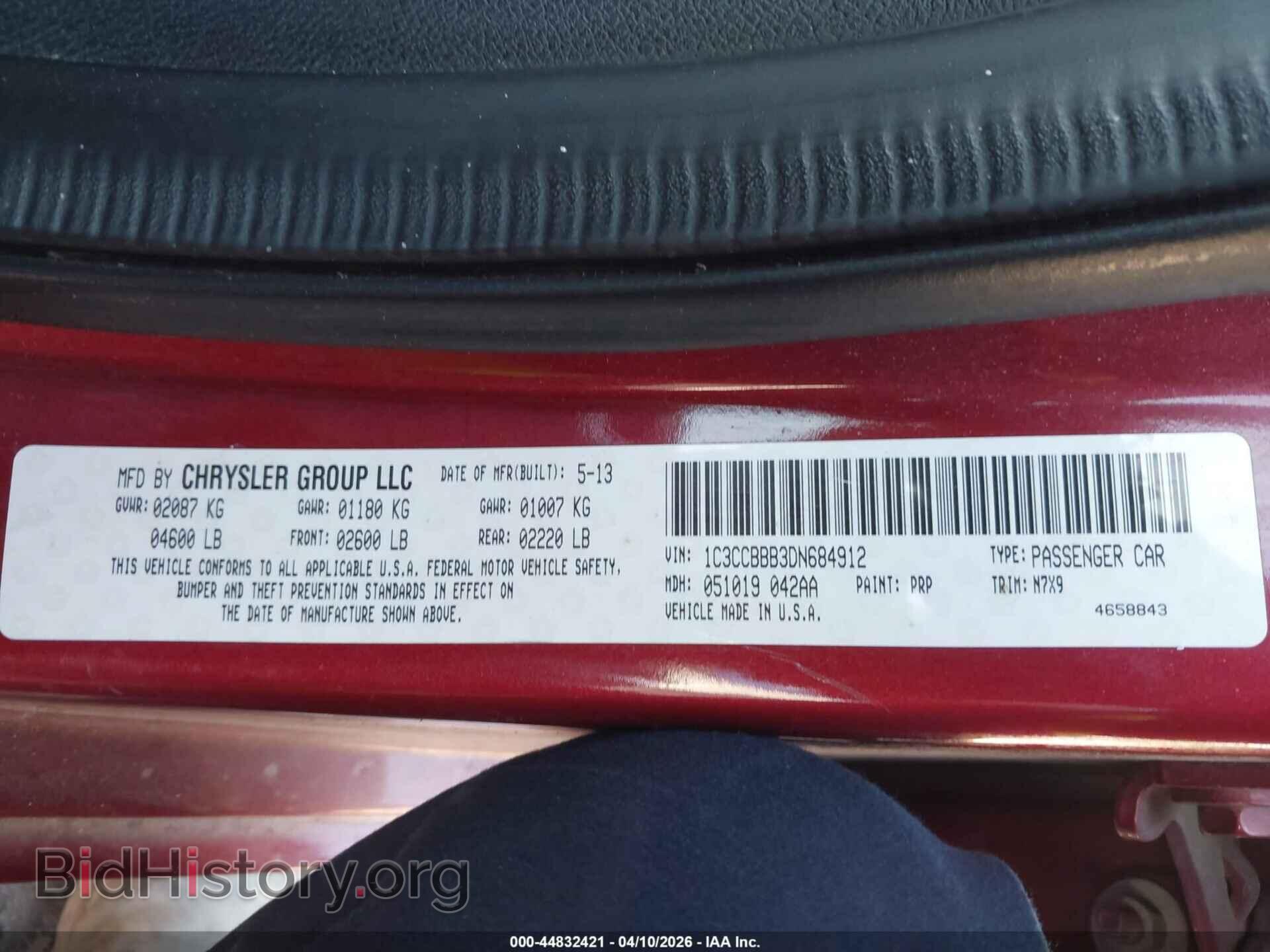 2013 CHRYSLER 200 - VIN: 1C3CCBBB3DN684912 - Фото 9