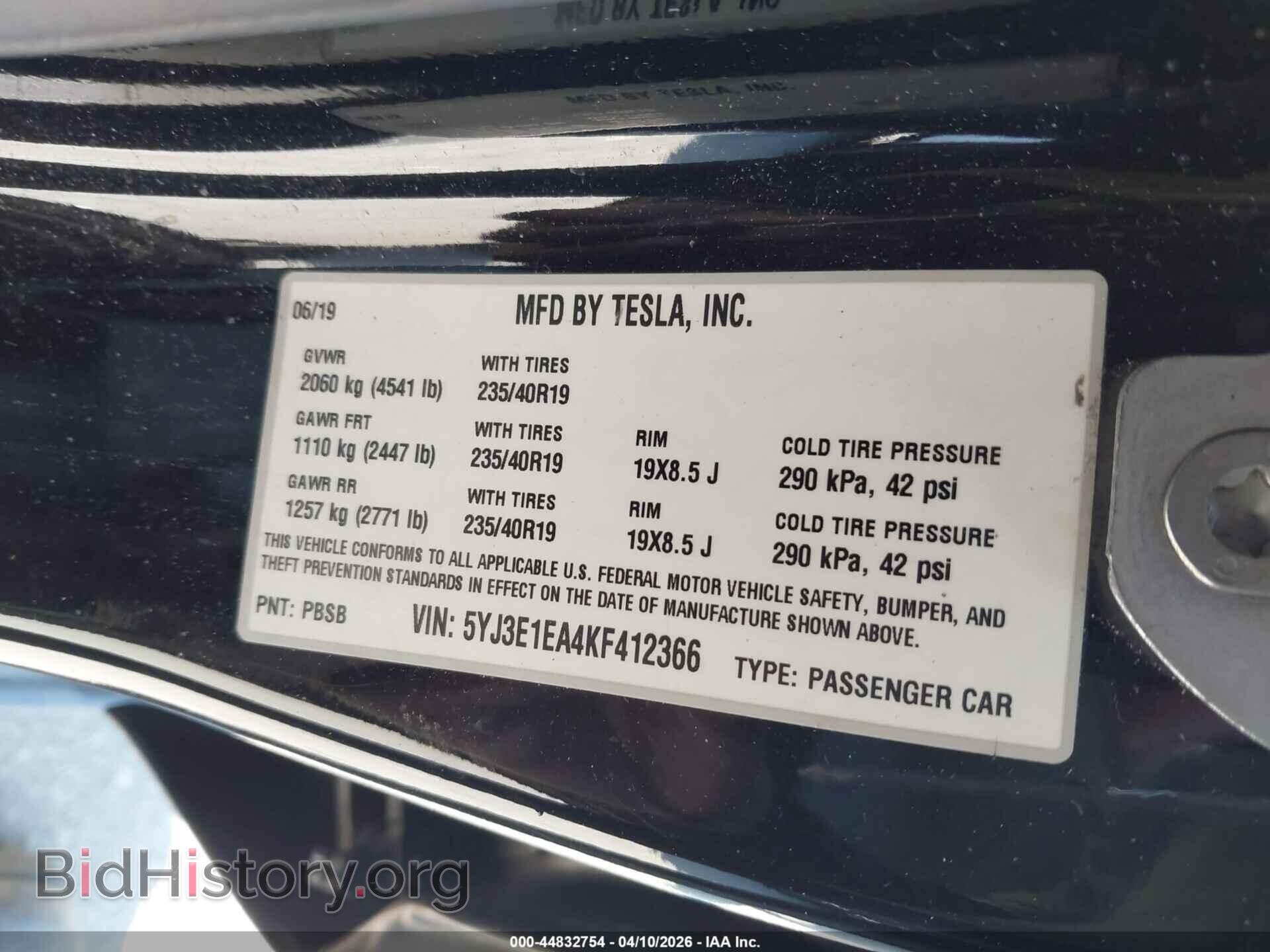 2019 TESLA MODEL 3 - VIN: 5YJ3E1EA4KF412366 - Photo 9