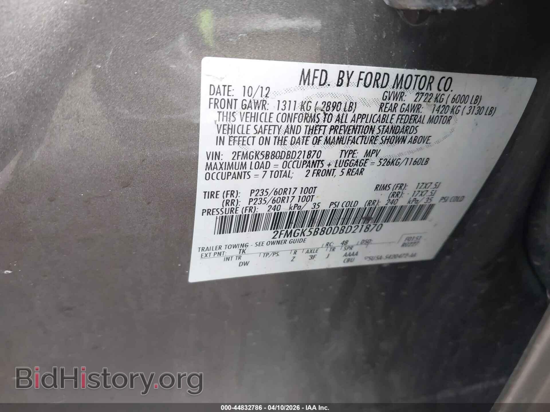 2013 FORD FLEX - VIN: 2FMGK5B80DBD21870 - Photo 9