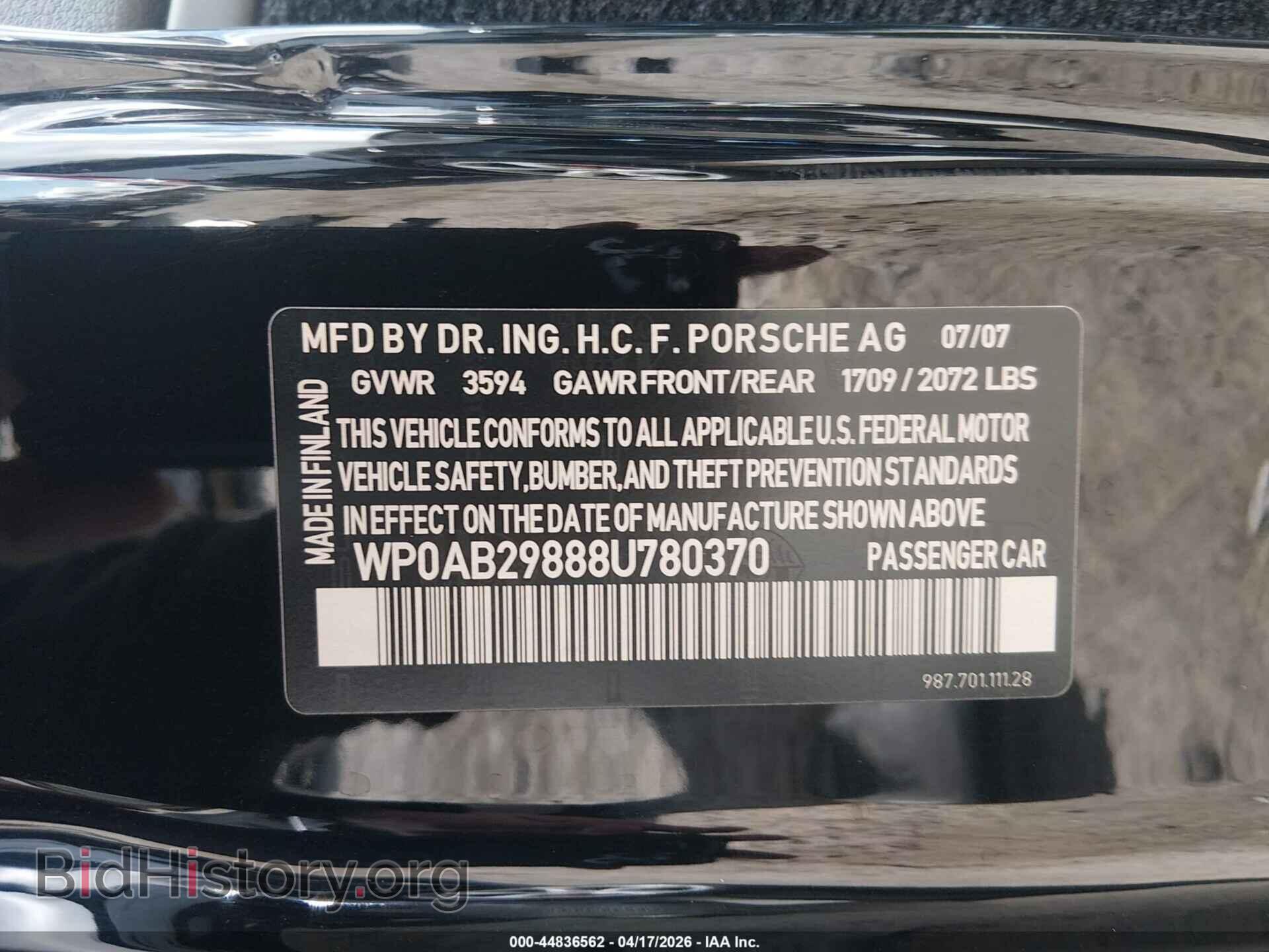 2008 PORSCHE CAYMAN S - VIN: WP0AB29888U780370 - Фото 9