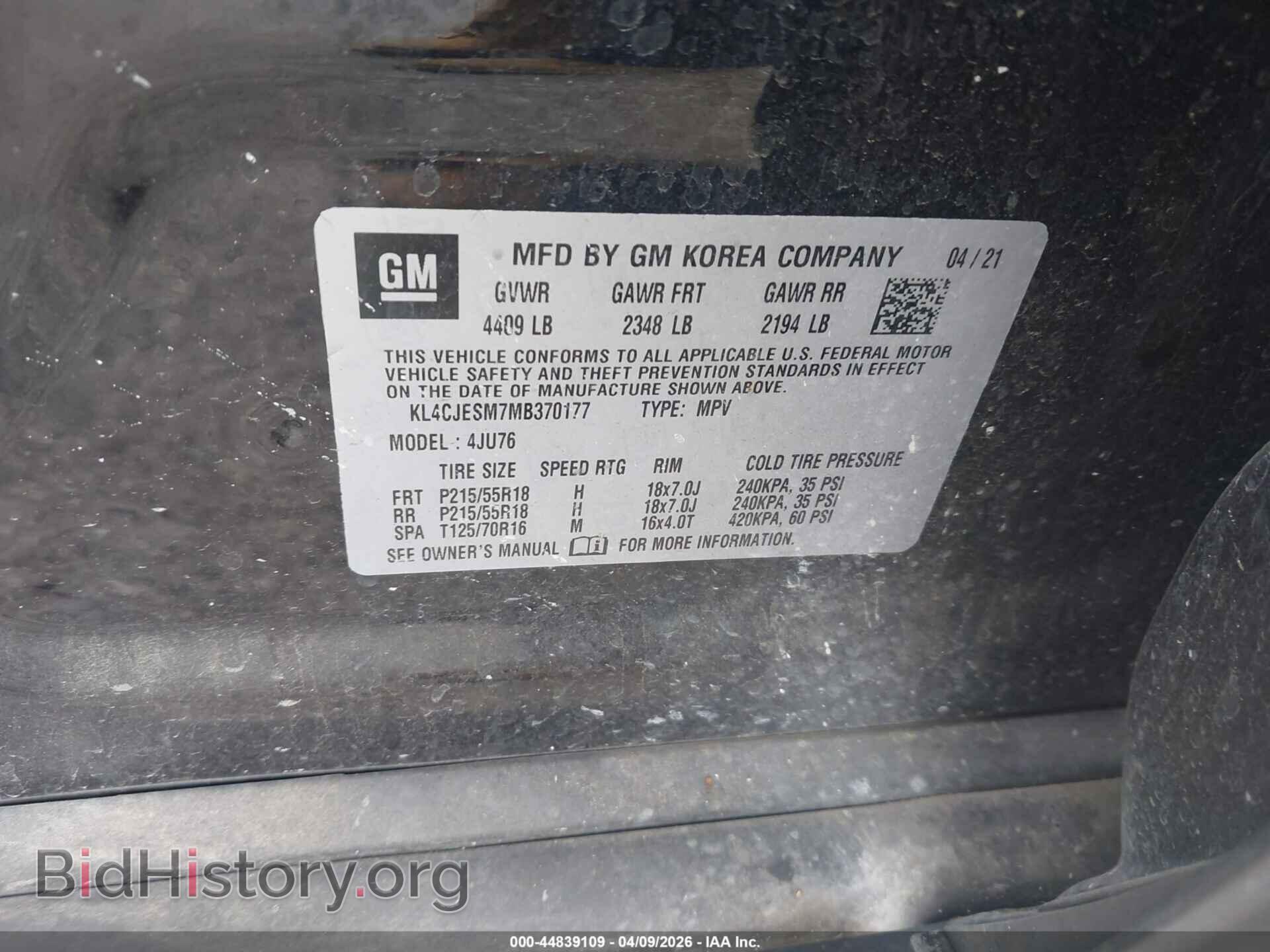 2021 BUICK ENCORE - VIN: KL4CJESM7MB370177 - Photo 9
