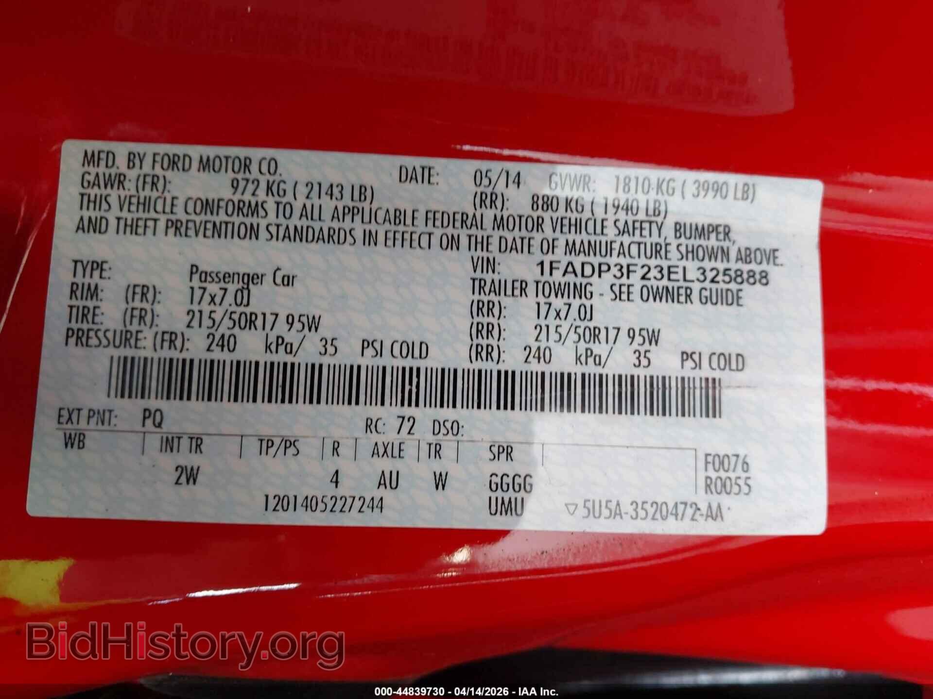 2014 FORD FOCUS - VIN: 1FADP3F23EL325888 - Фото 9
