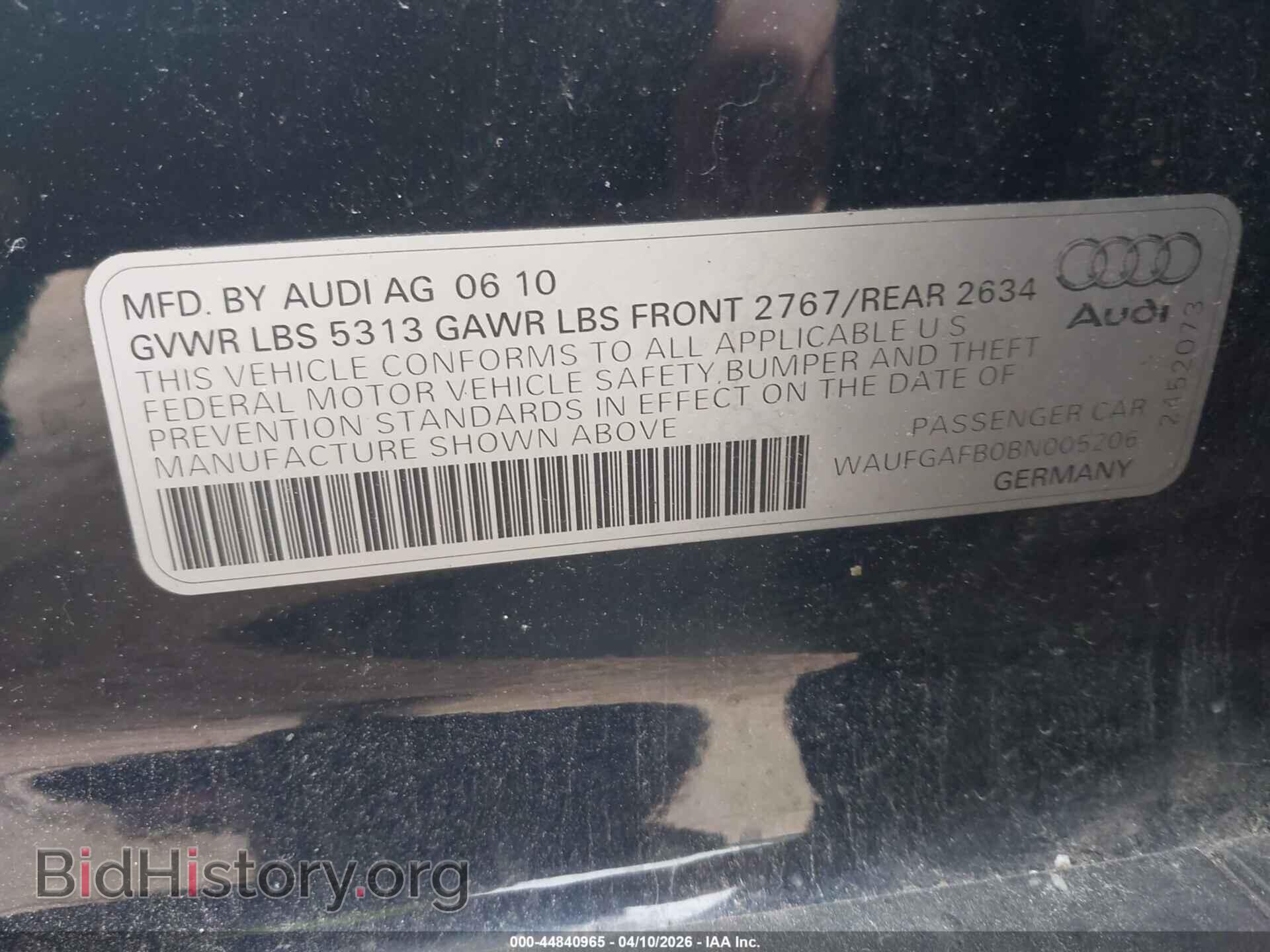 2011 AUDI A6 - VIN: WAUFGAFB0BN005206 - Фото 9