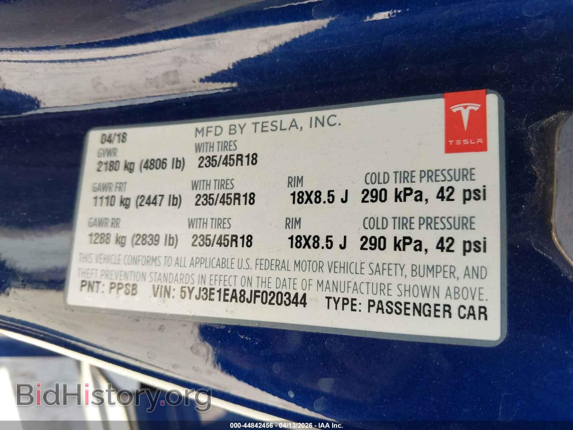 2018 TESLA MODEL 3 - VIN: 5YJ3E1EA8JF020344 - Photo 9