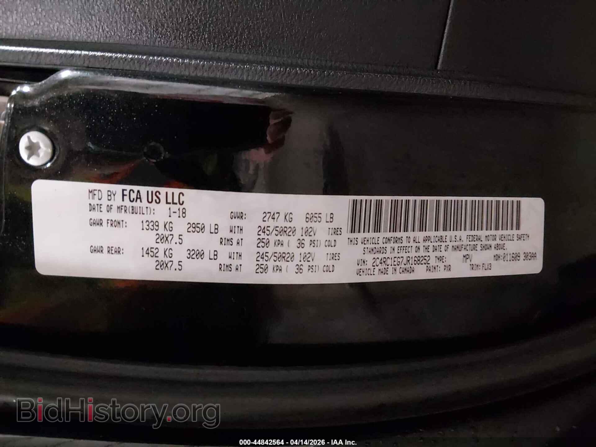2018 CHRYSLER PACIFICA - VIN: 2C4RC1EG7JR168252 - Photo 9