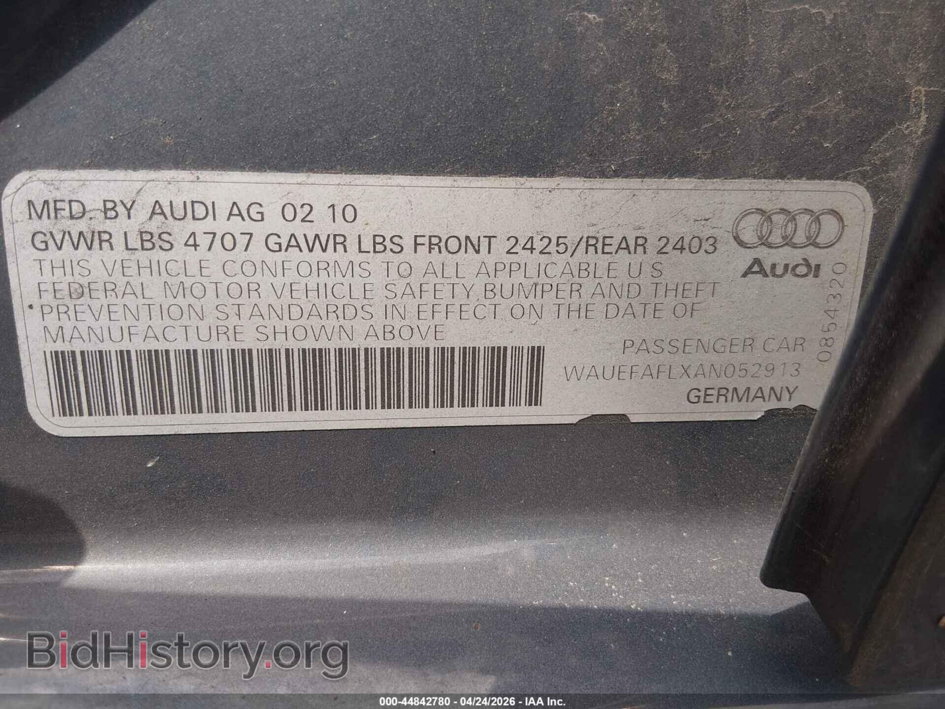 2010 AUDI A4 - VIN: WAUEFAFLXAN052913 - Photo 9