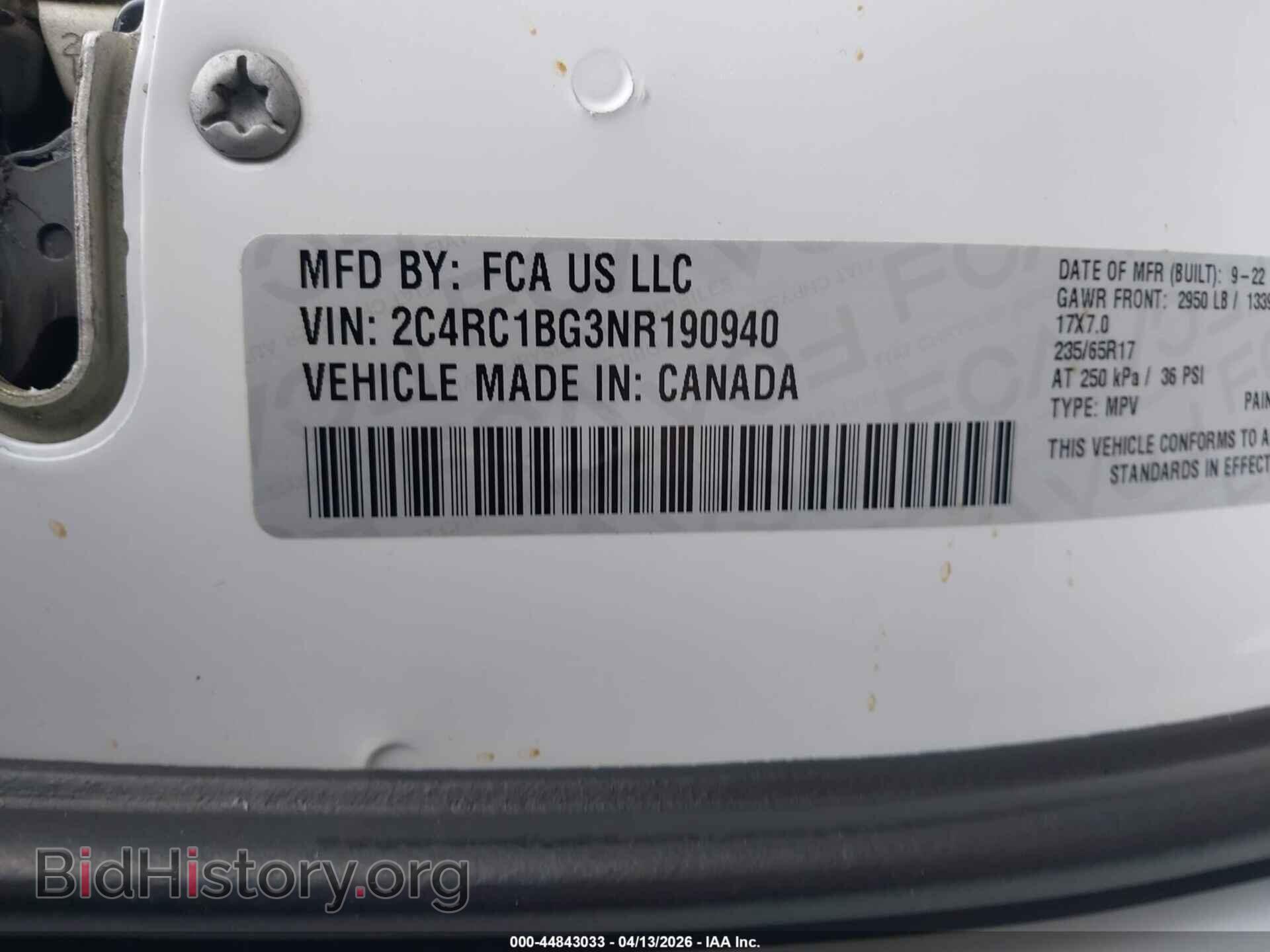 2022 CHRYSLER PACIFICA - VIN: 2C4RC1BG3NR190940 - Фото 9