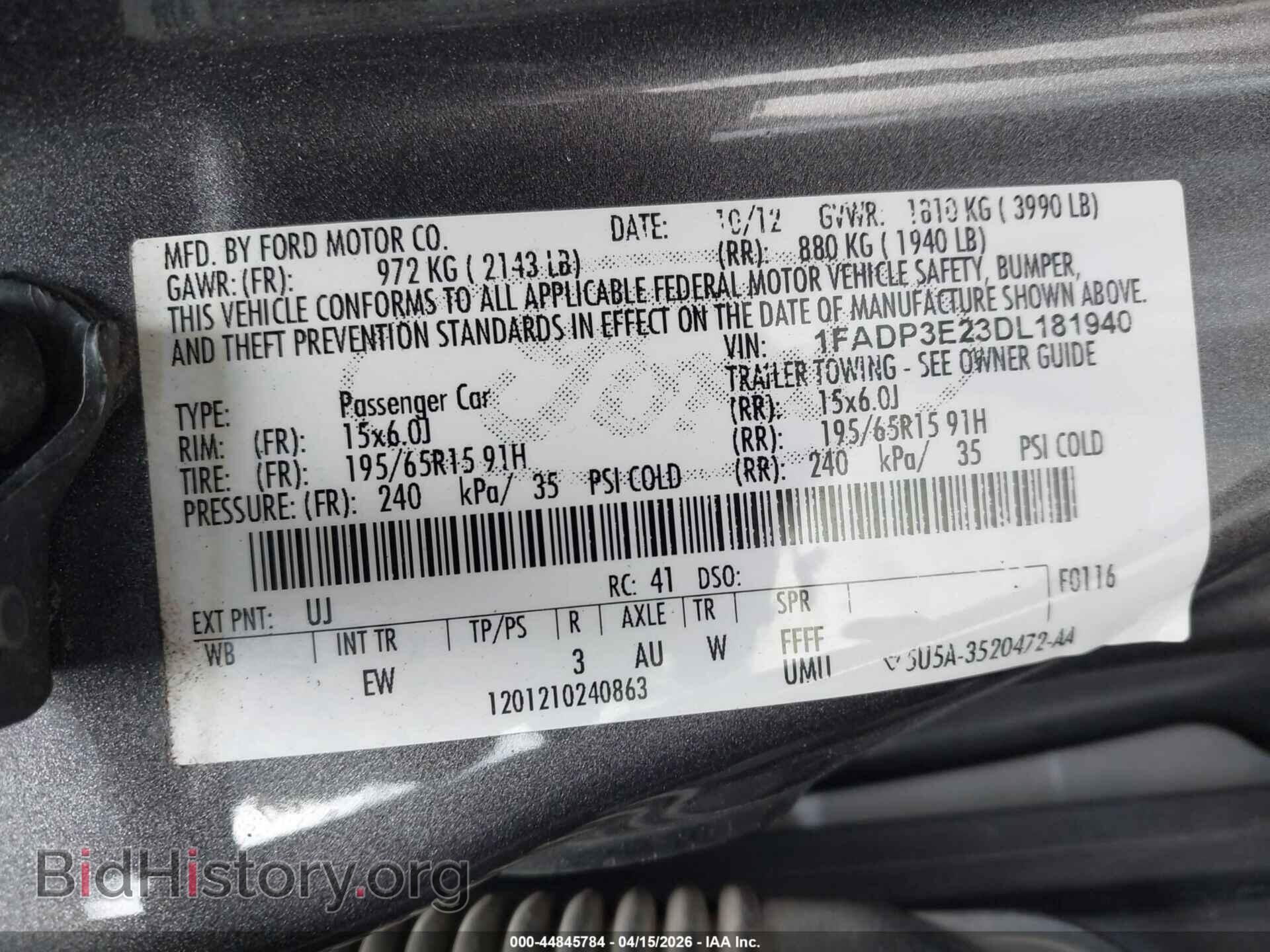 2013 FORD FOCUS - VIN: 1FADP3E23DL181940 - Фото 9
