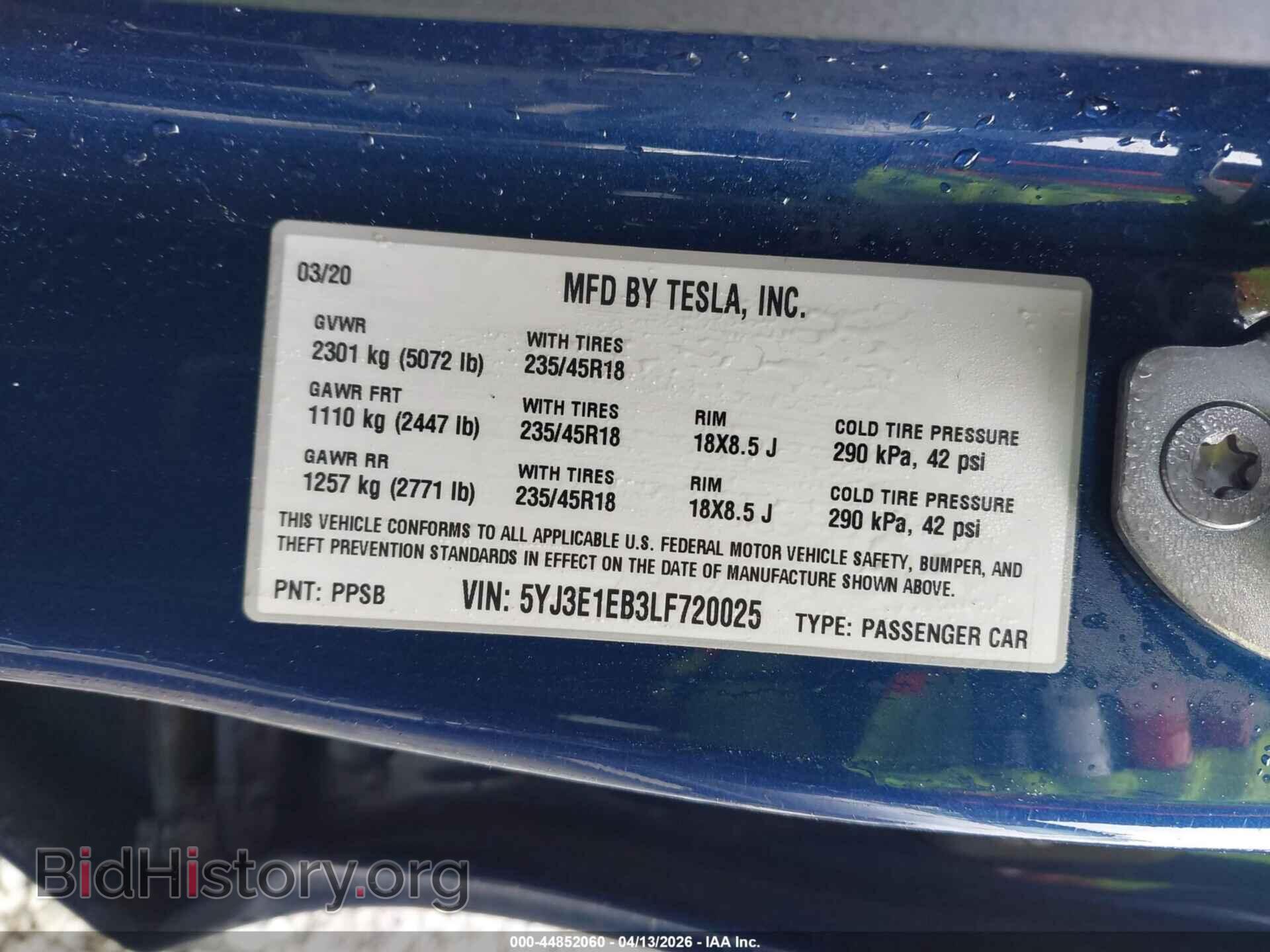 2020 TESLA MODEL 3 - VIN: 5YJ3E1EB3LF720025 - Фото 9