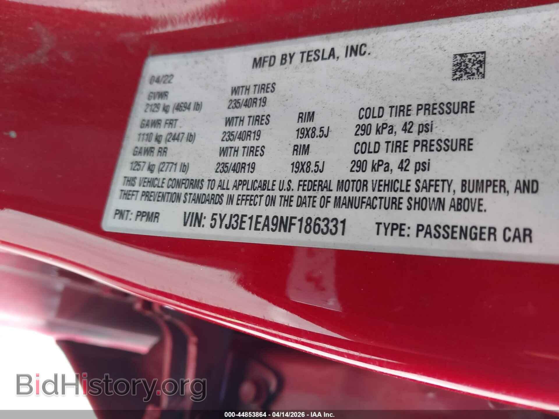 2022 TESLA MODEL 3 - VIN: 5YJ3E1EA9NF186331 - Фото 8