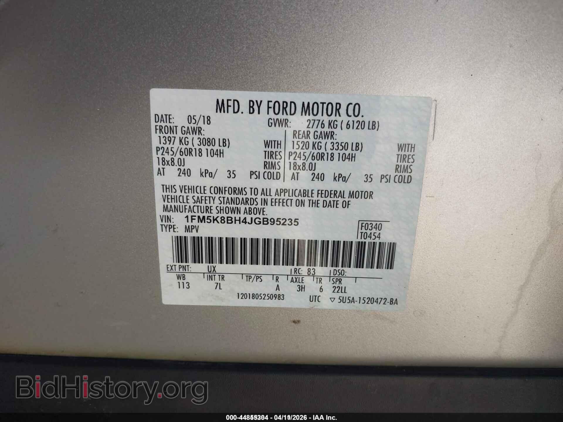 2018 FORD EXPLORER - VIN: 1FM5K8BH4JGB95235 - Photo 9