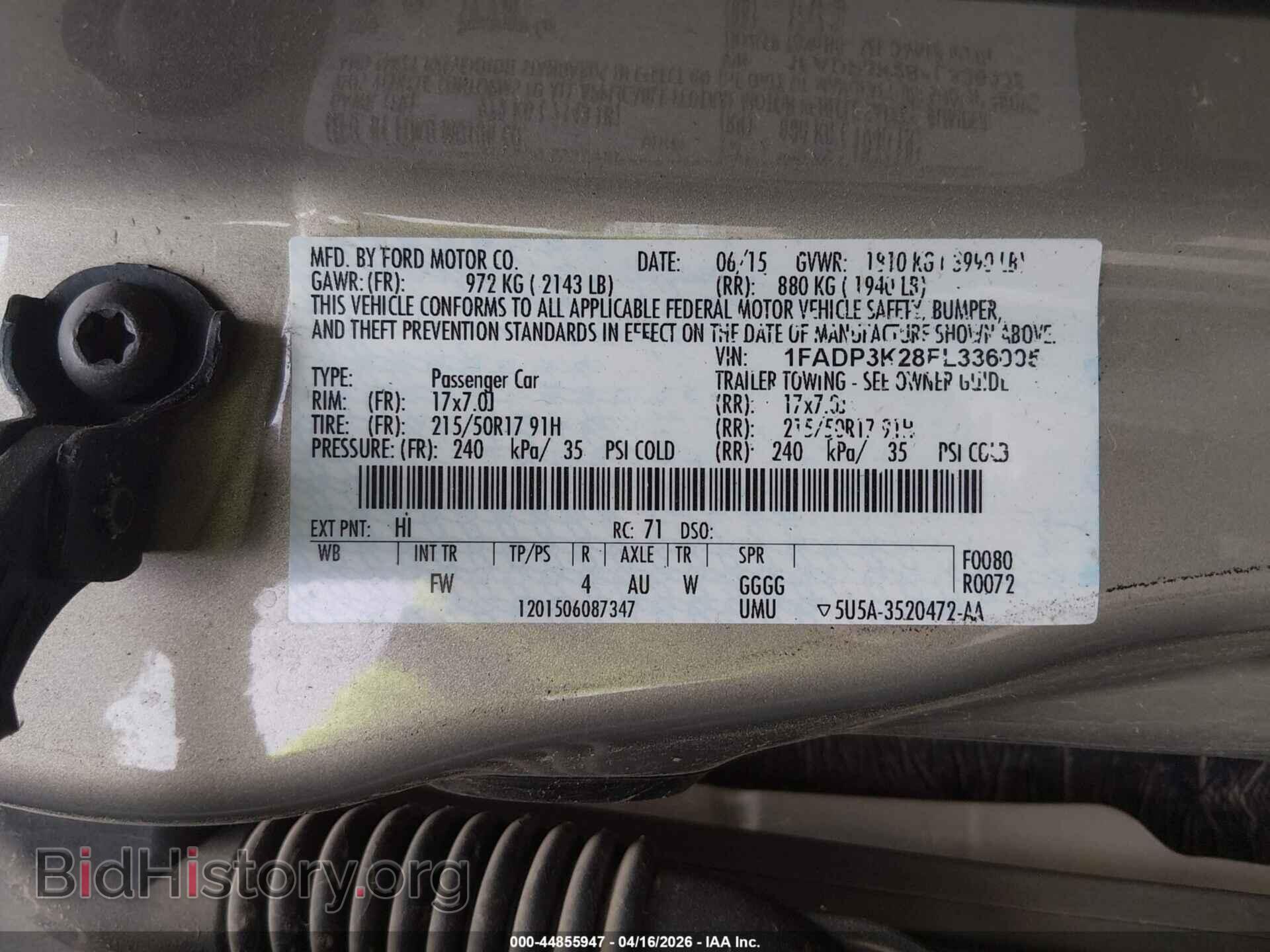 2015 FORD FOCUS - VIN: 1FADP3K28FL336005 - Фото 9