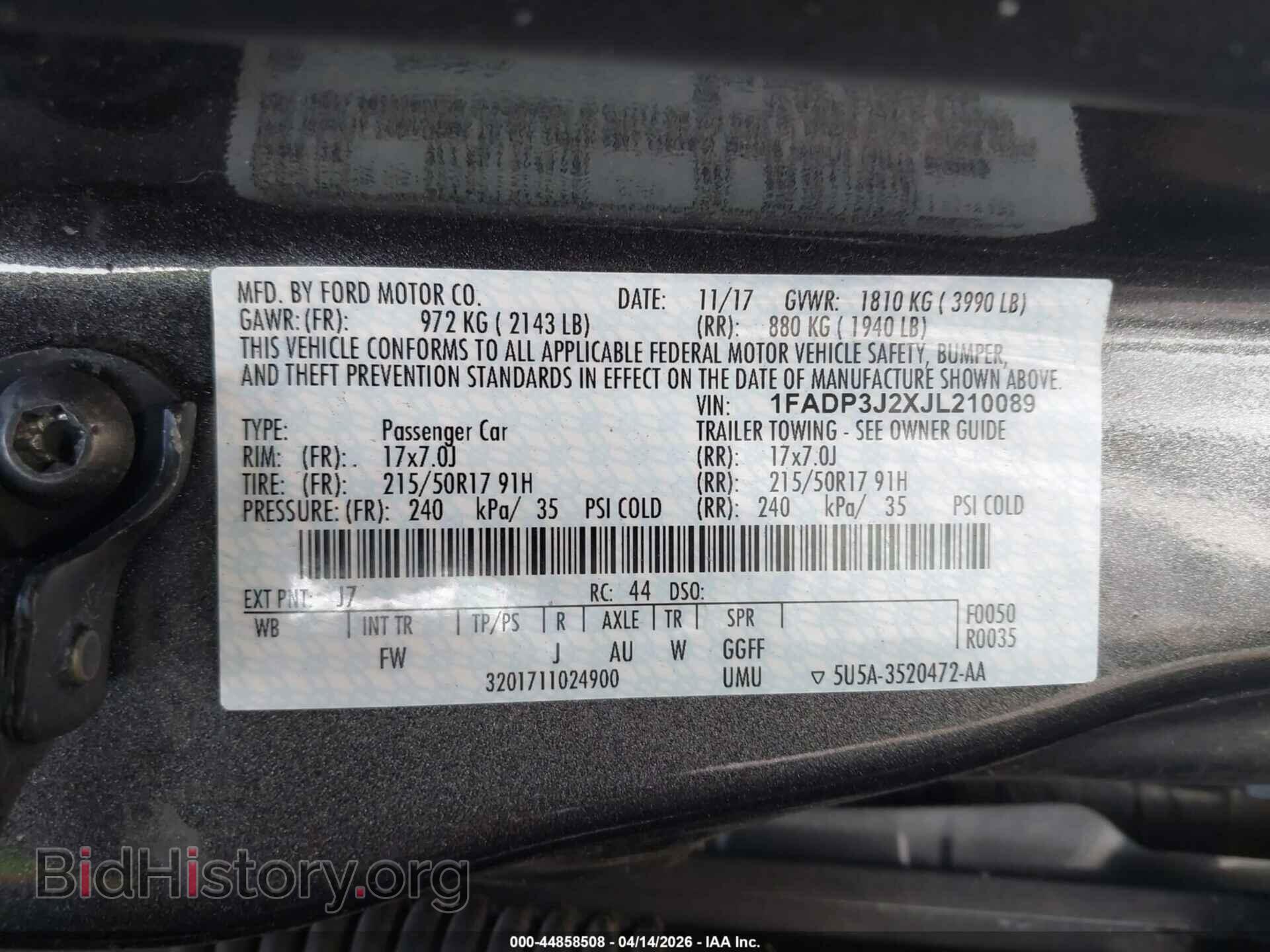 2018 FORD FOCUS - VIN: 1FADP3J2XJL210089 - Фото 9