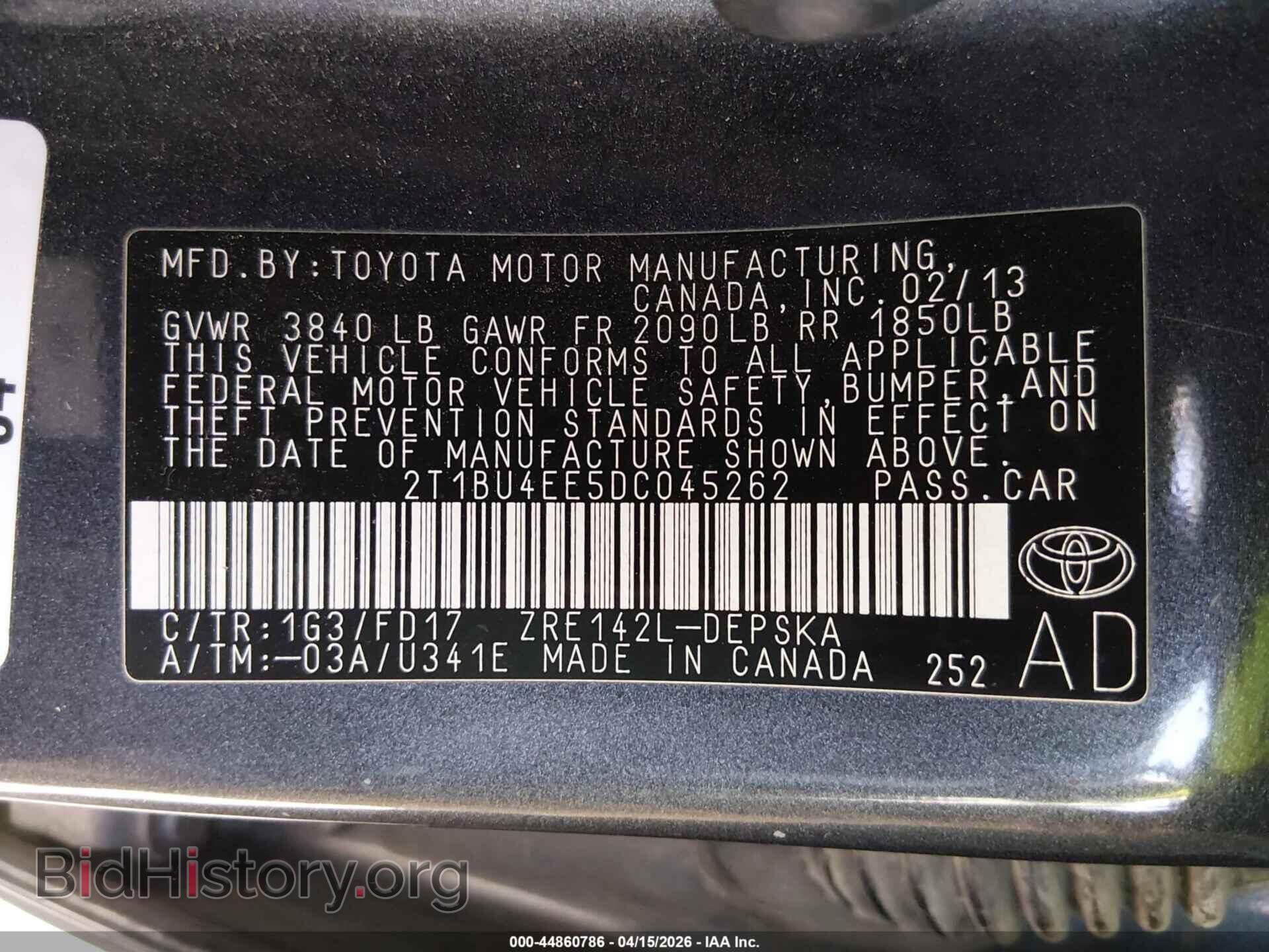 2013 TOYOTA COROLLA - VIN: 2T1BU4EE5DC045262 - Фото 9