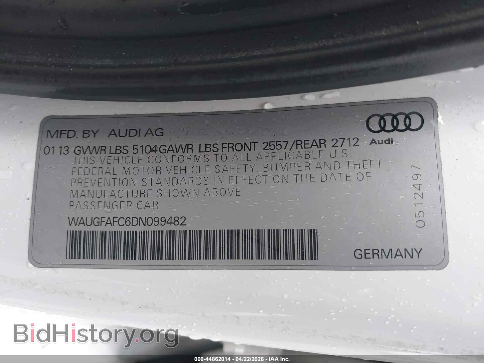 2013 AUDI A6 - VIN: WAUGFAFC6DN099482 - Photo 9