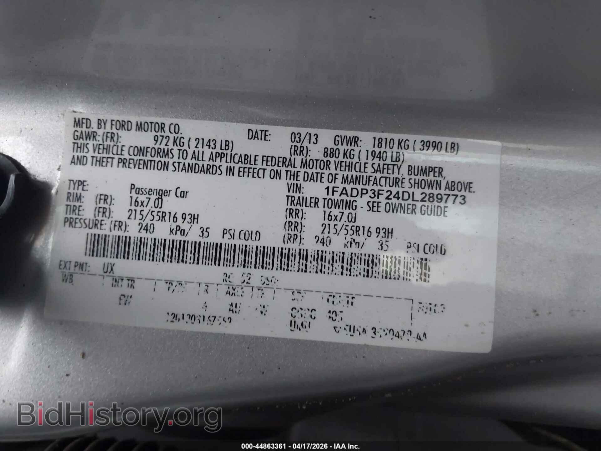 2013 FORD FOCUS - VIN: 1FADP3F24DL289773 - Фото 9