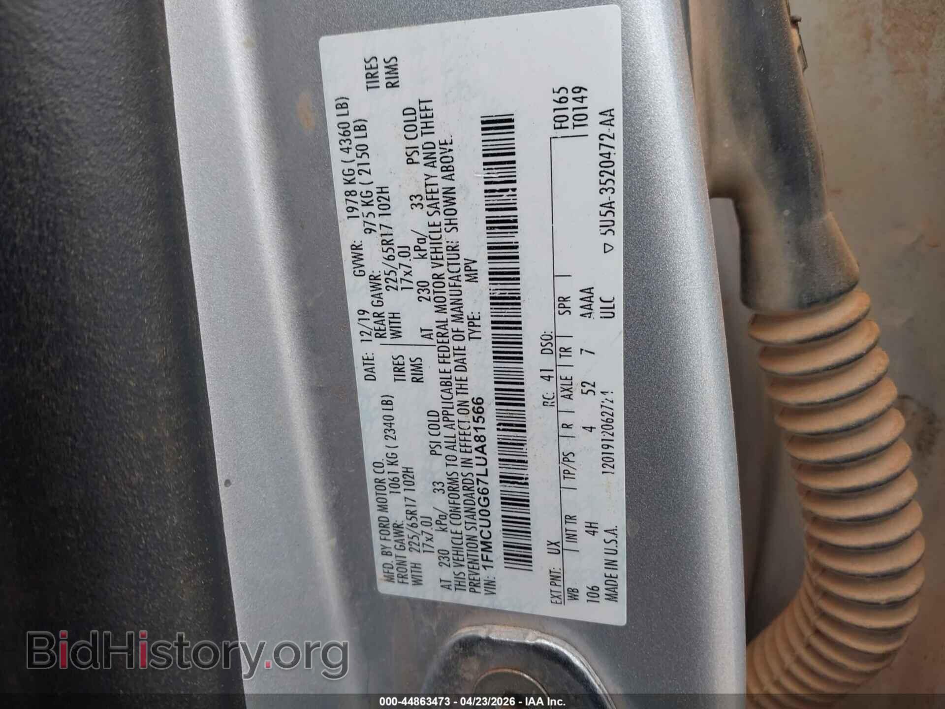 2020 FORD ESCAPE - VIN: 1FMCU0G67LUA81566 - Photo 9