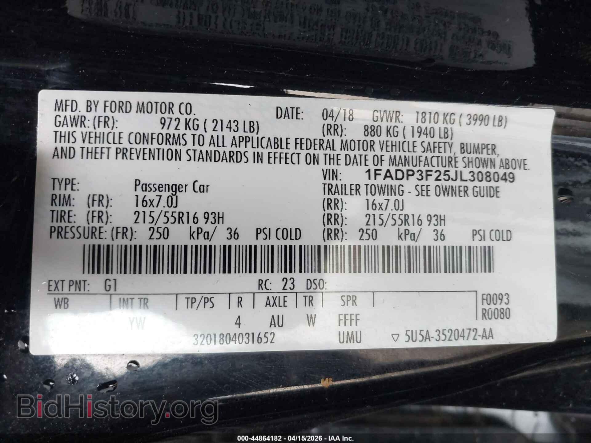 2018 FORD FOCUS - VIN: 1FADP3F25JL308049 - Фото 9
