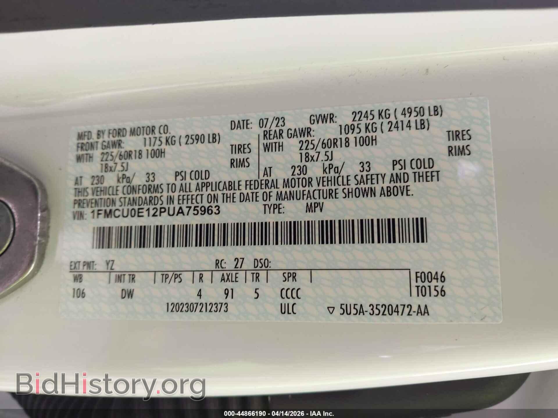 2023 FORD ESCAPE - VIN: 1FMCU0E12PUA75963 - Фото 9