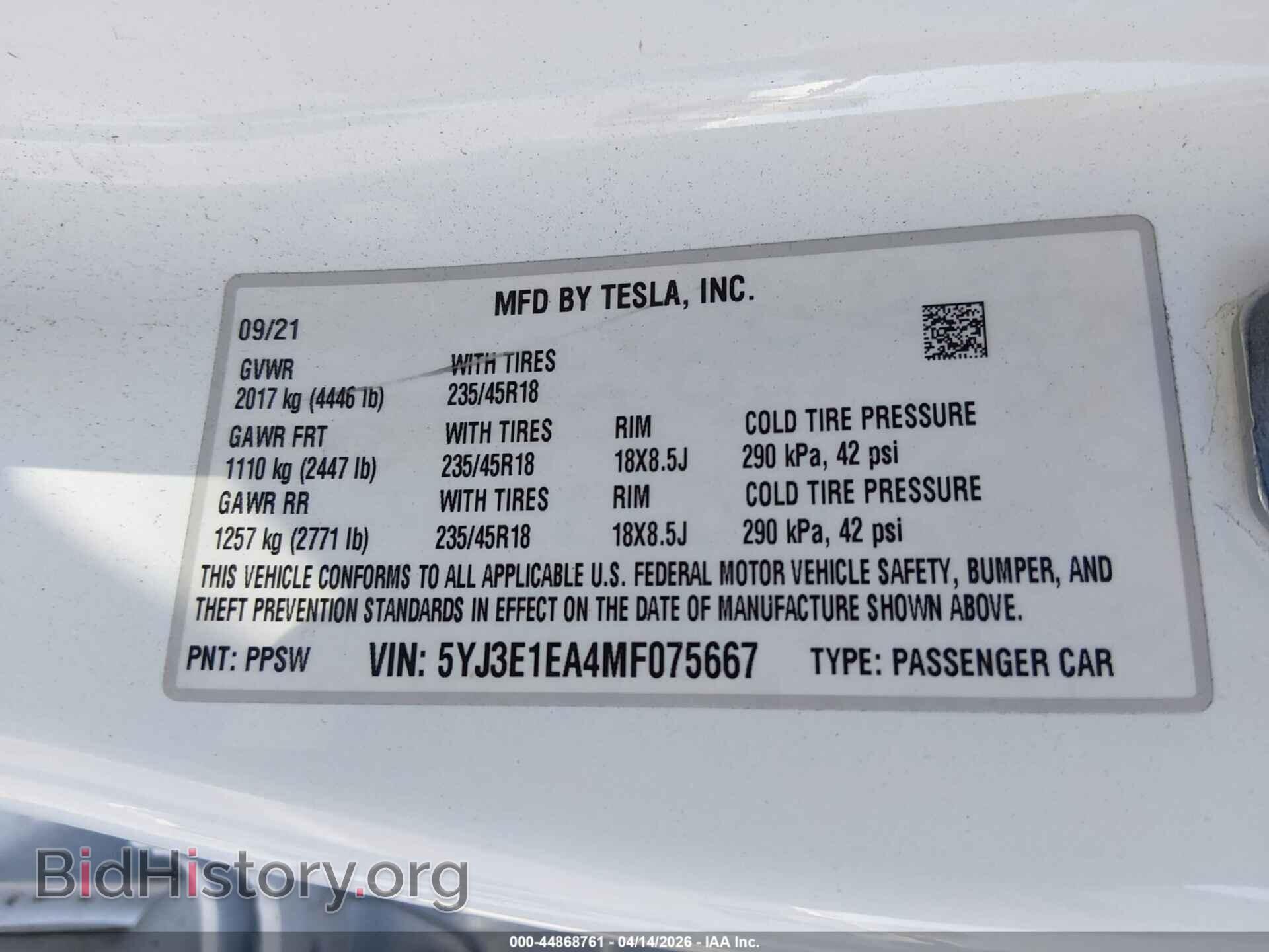 2021 TESLA MODEL 3 - VIN: 5YJ3E1EA4MF075667 - Photo 9