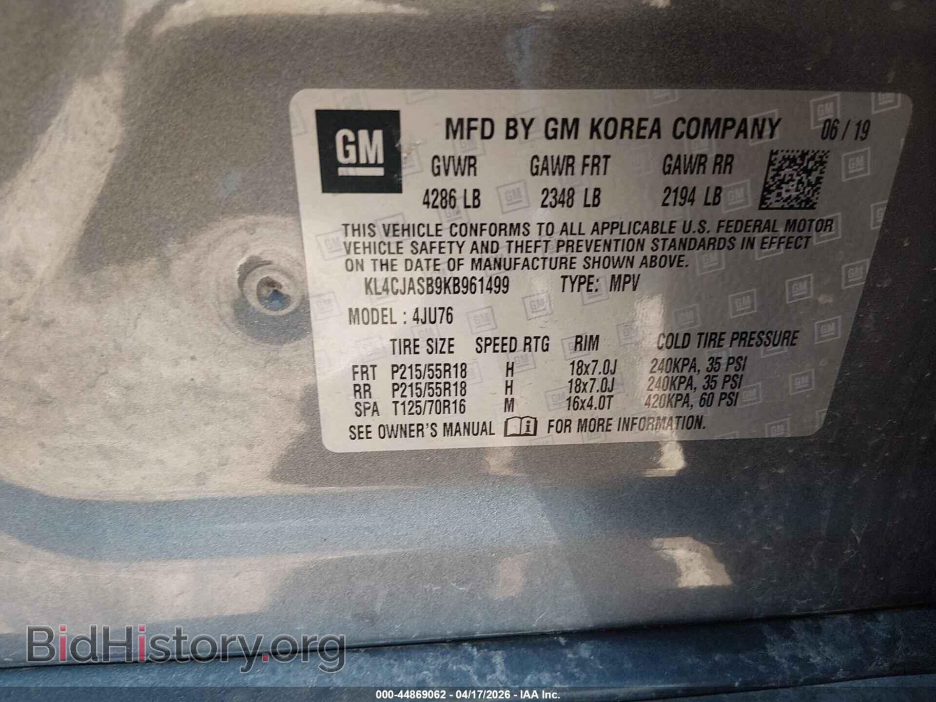 2019 BUICK ENCORE - VIN: KL4CJASB9KB961499 - Photo 9