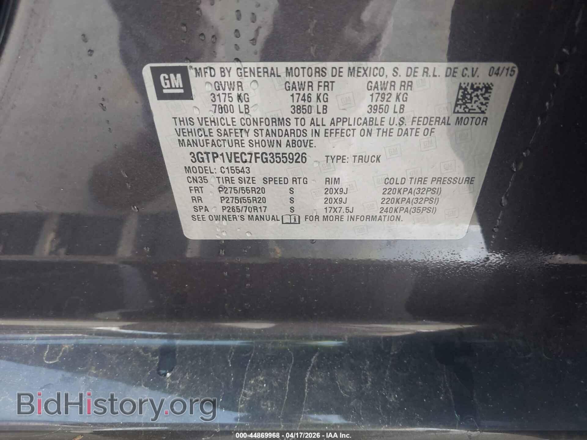 2015 GMC SIERRA 1500 - VIN: 3GTP1VEC7FG355926 - Photo 9