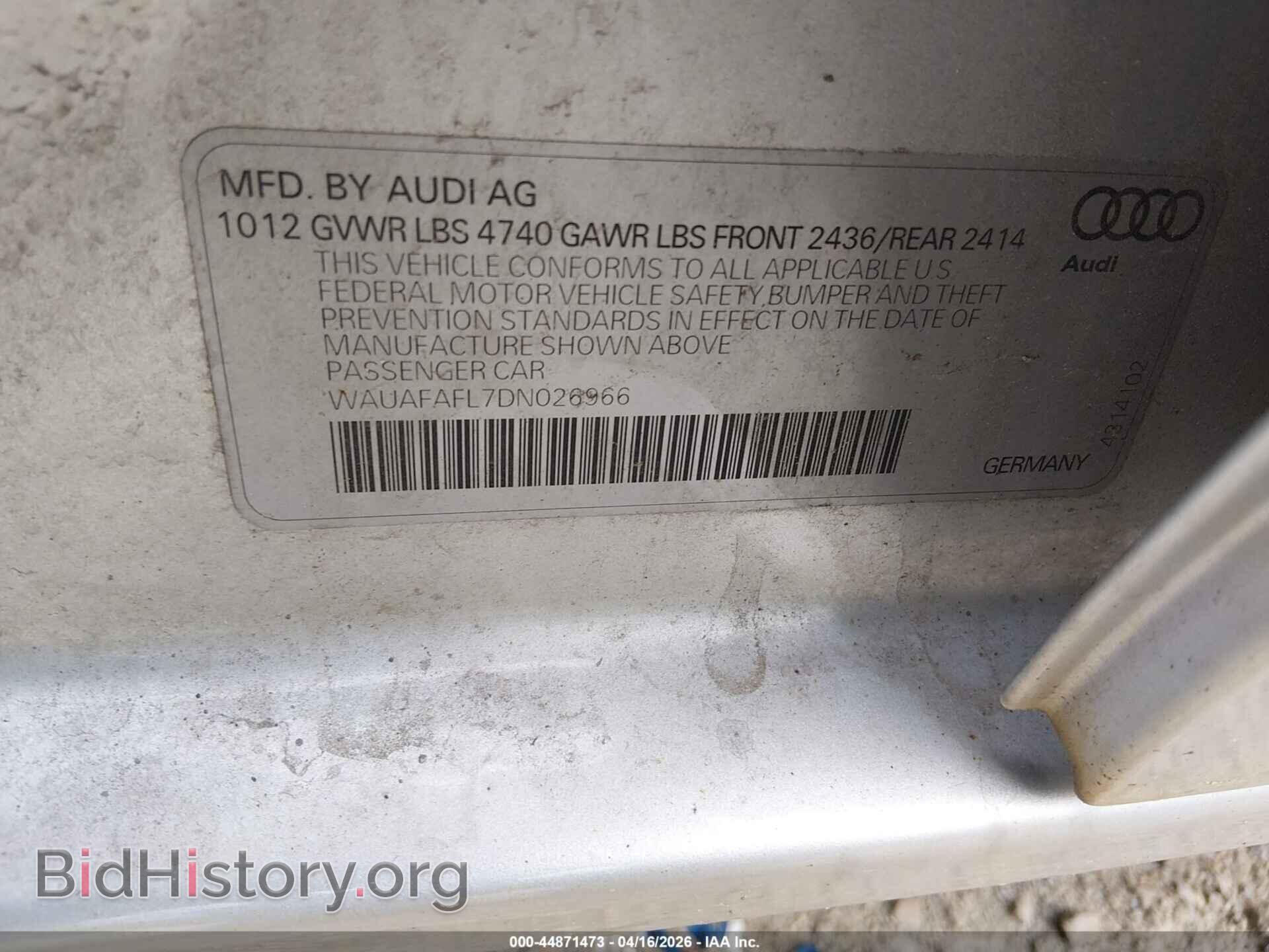 2013 AUDI A4 - VIN: WAUAFAFL7DN026966 - Photo 9