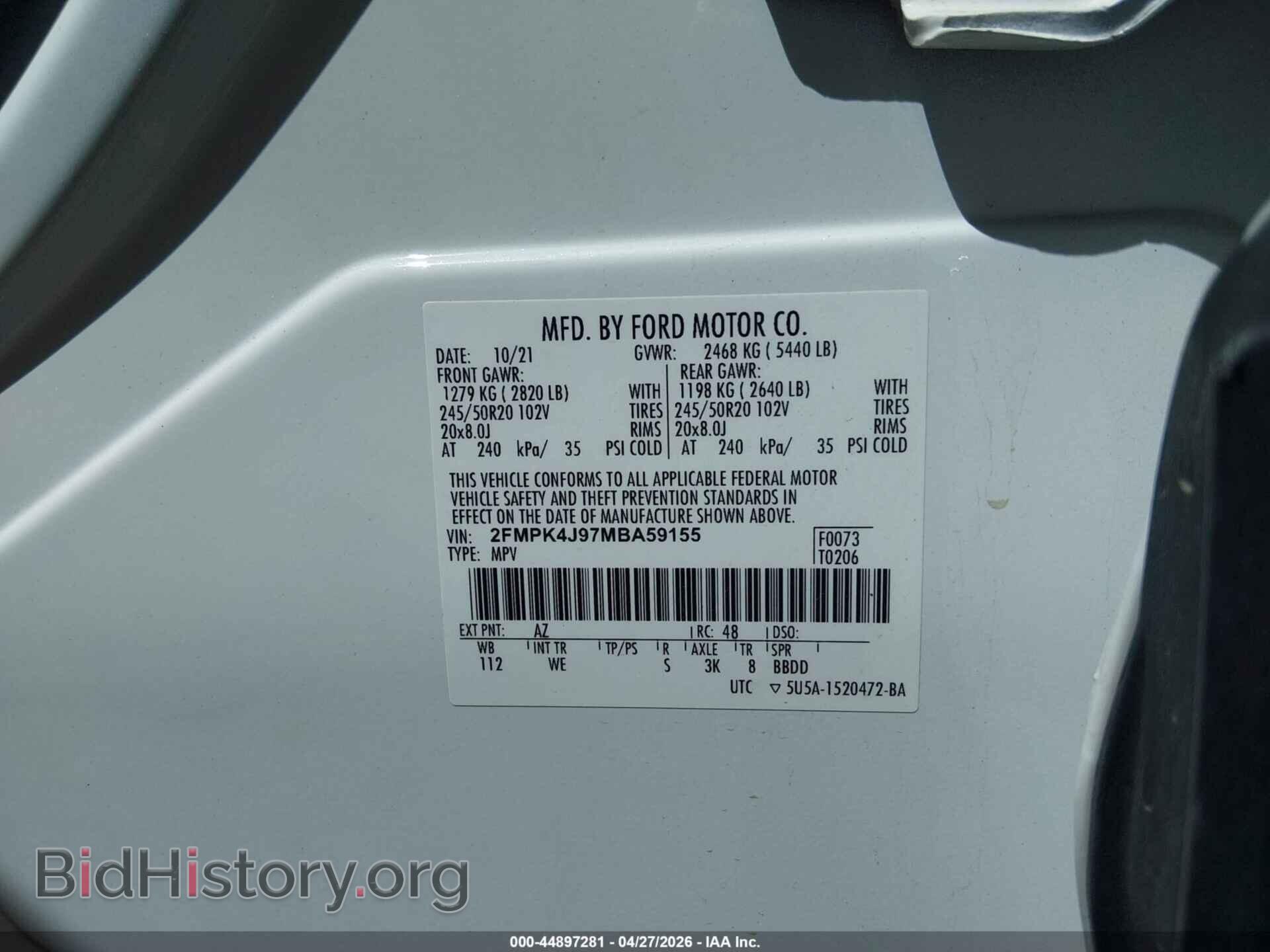 2021 FORD EDGE - VIN: 2FMPK4J97MBA59155 - Photo 9
