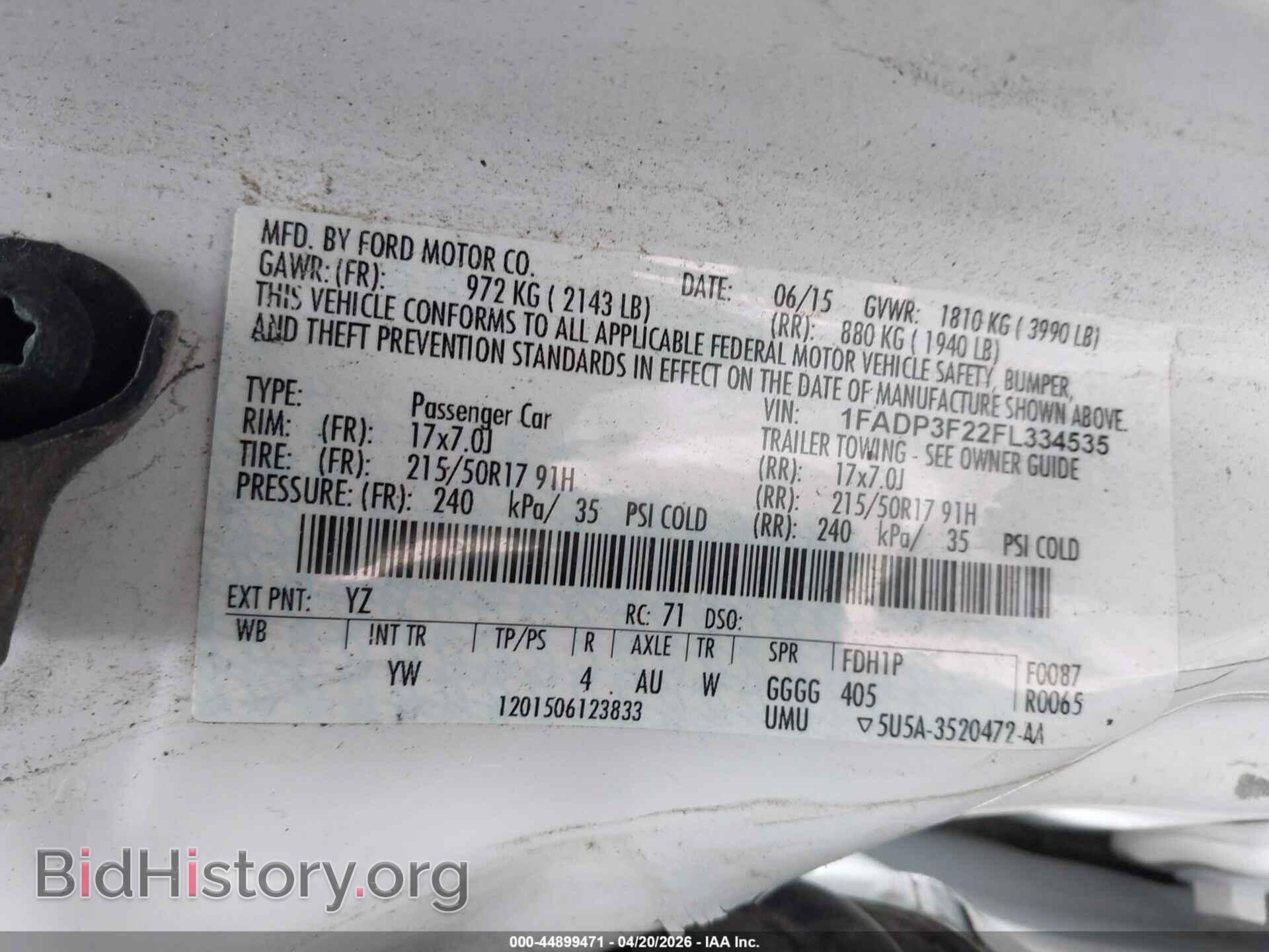2015 FORD FOCUS - VIN: 1FADP3F22FL334535 - Фото 9