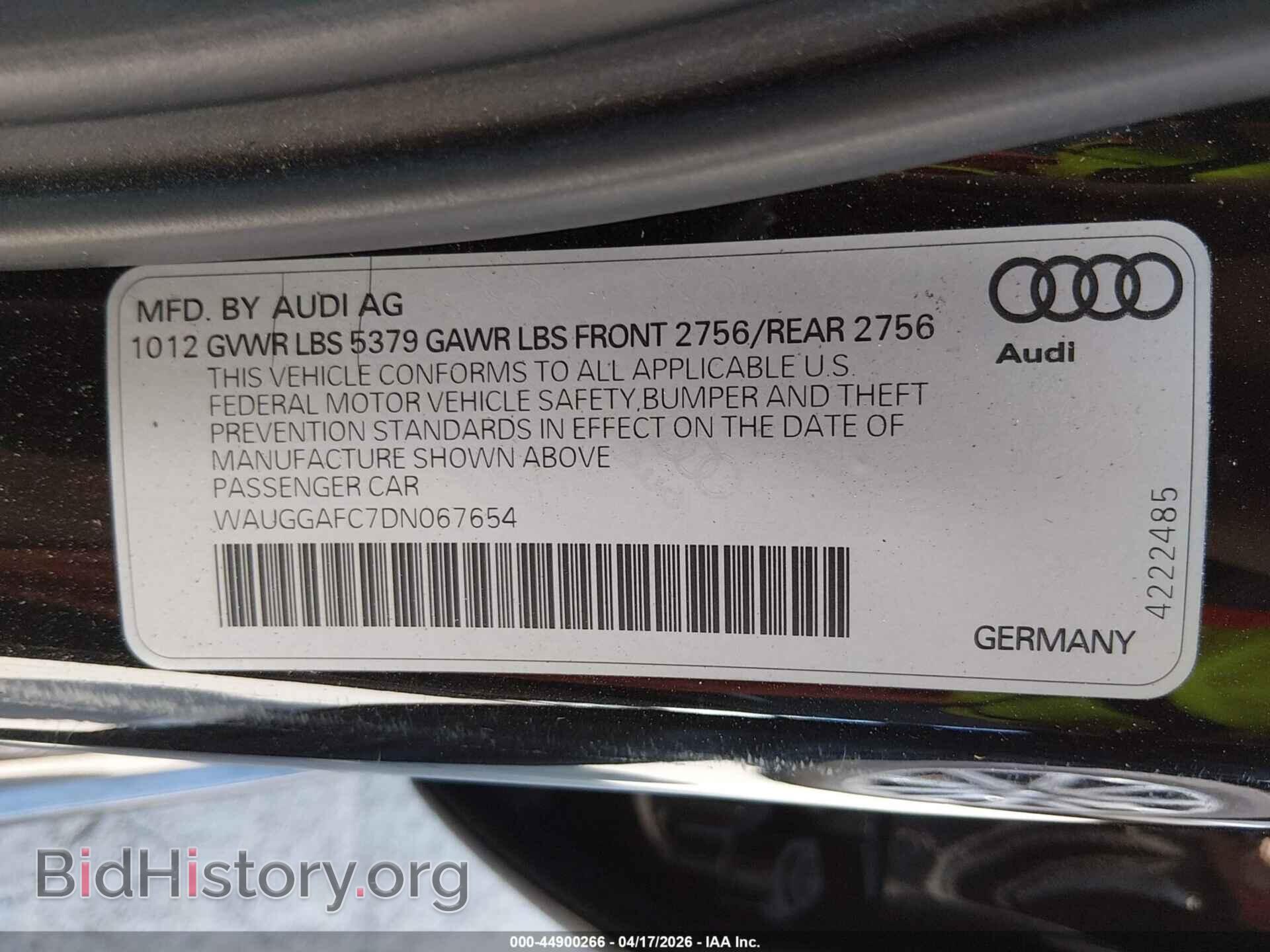 2013 AUDI A6 - VIN: WAUGGAFC7DN067654 - Фото 9