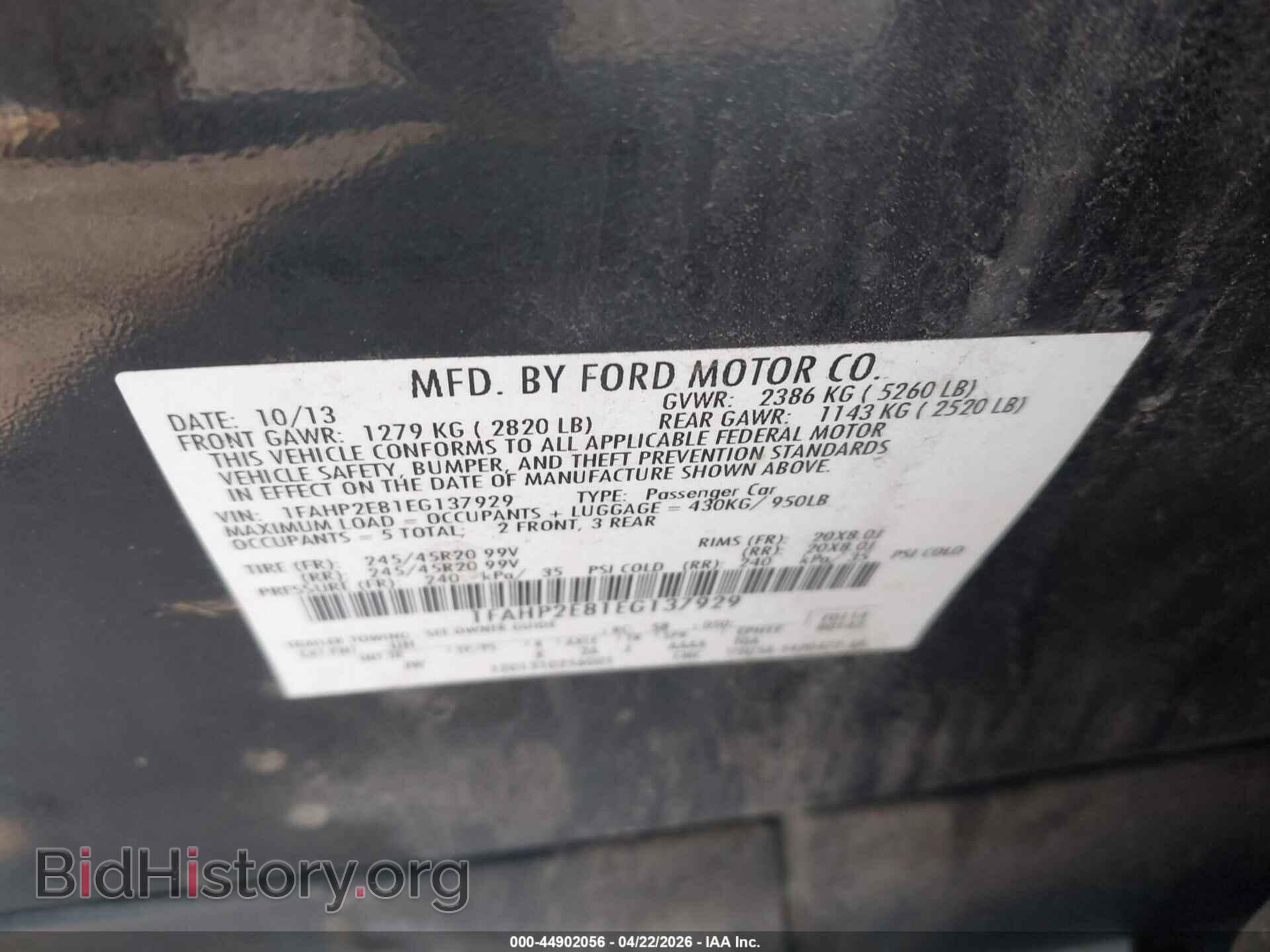 2014 FORD TAURUS - VIN: 1FAHP2E81EG137929 - Фото 9