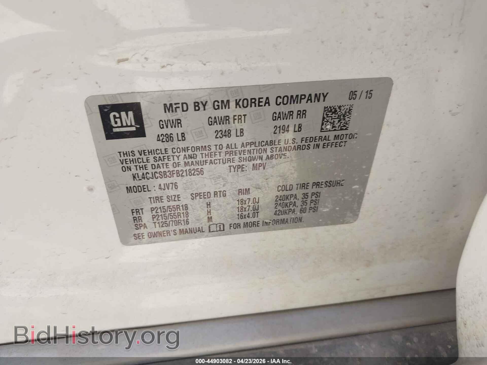 2015 BUICK ENCORE - VIN: KL4CJCSB3FB218256 - Photo 9