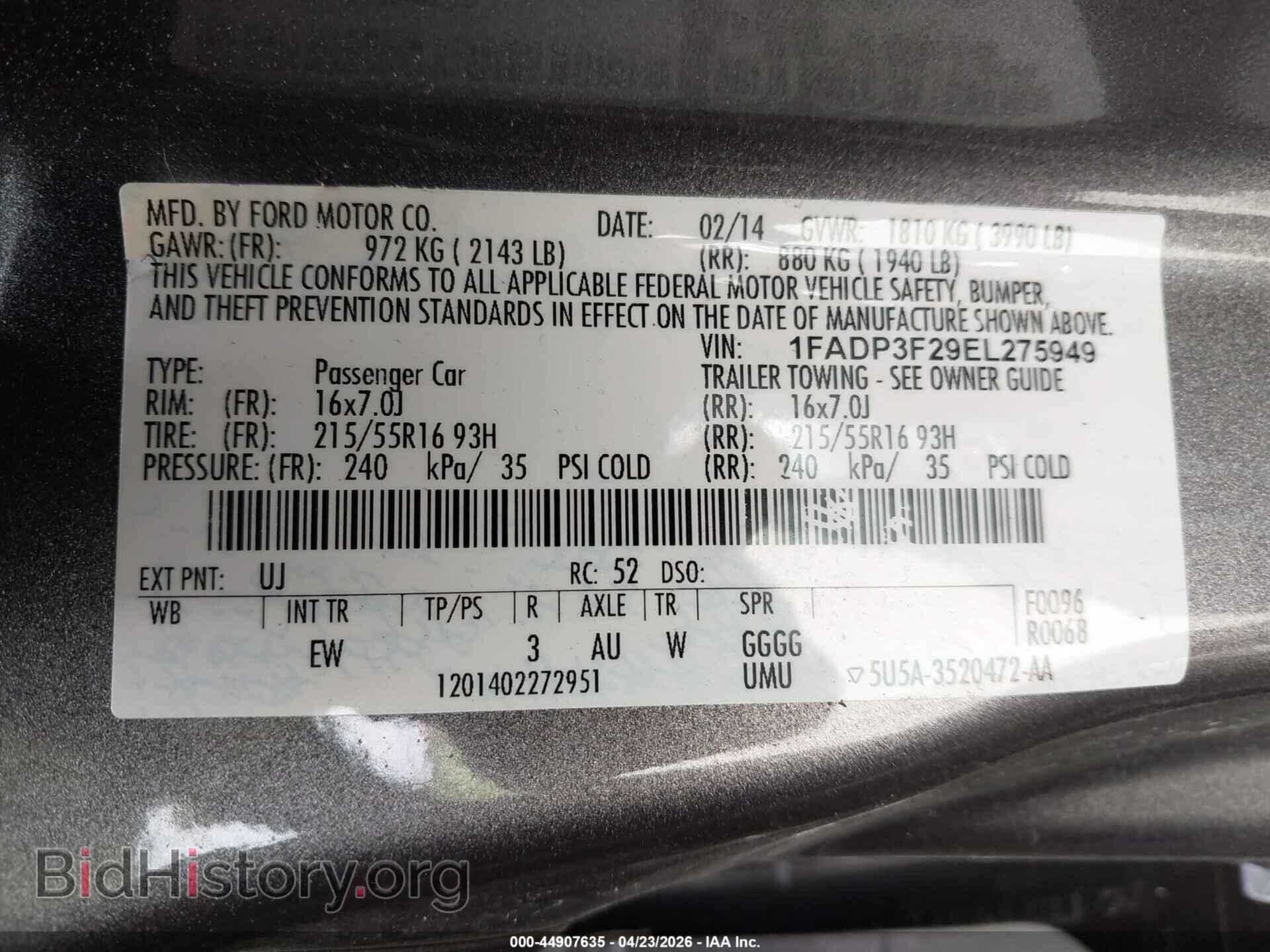 2014 FORD FOCUS - VIN: 1FADP3F29EL275949 - Photo 9