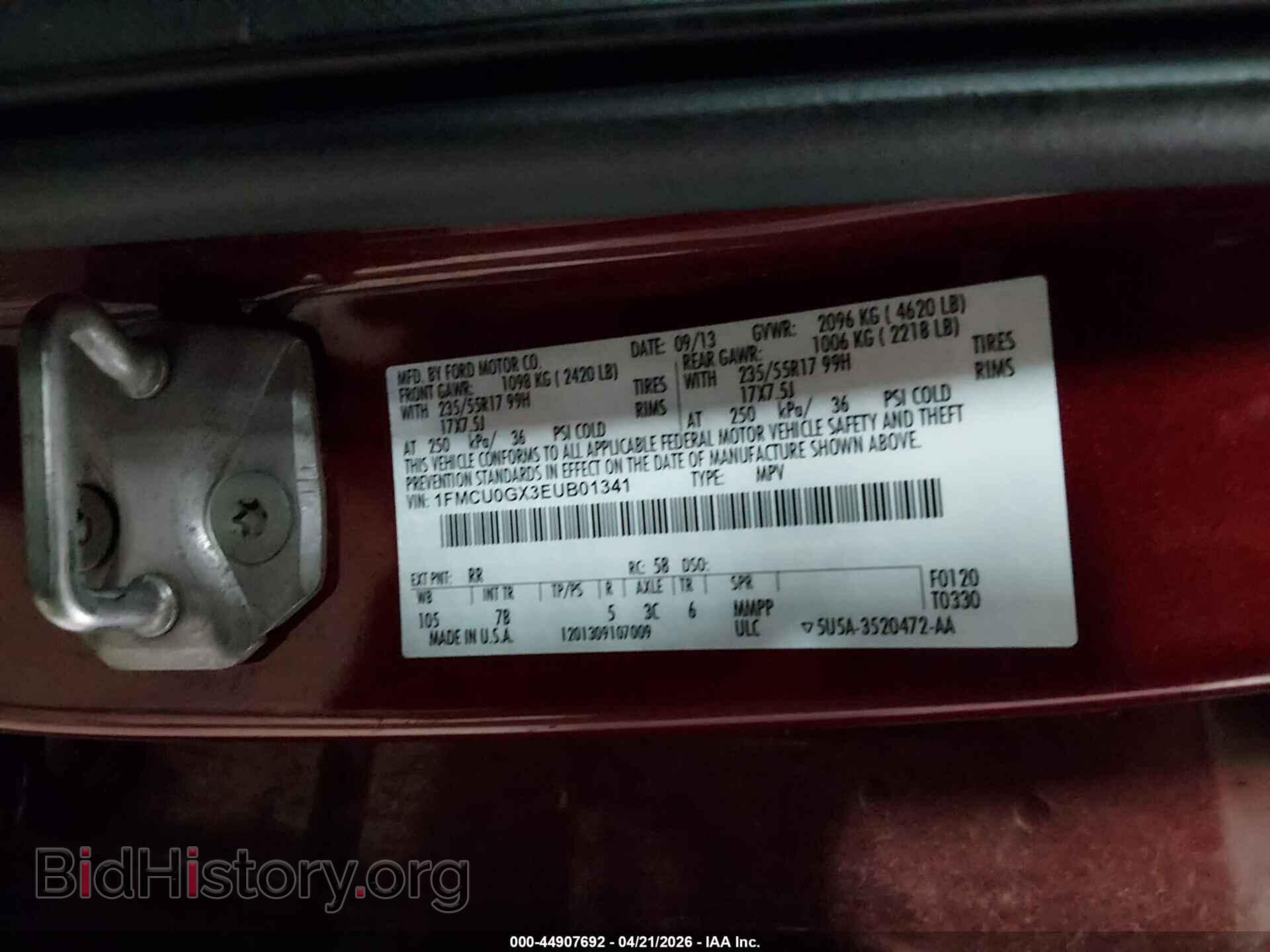 2014 FORD ESCAPE - VIN: 1FMCU0GX3EUB01341 - Фото 9