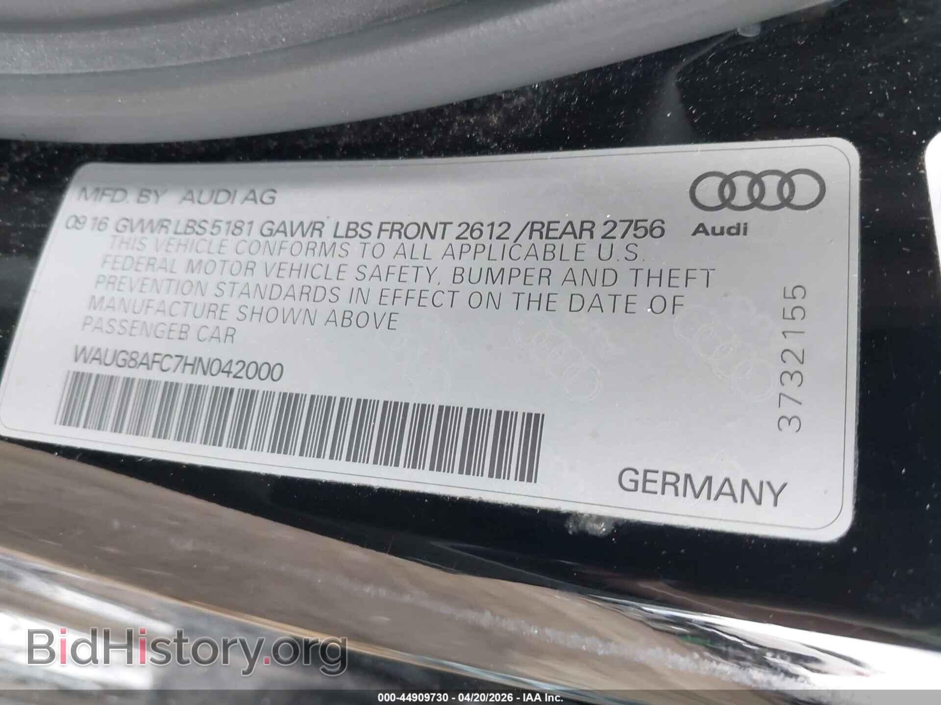 2017 AUDI A6 - VIN: WAUG8AFC7HN042000 - Фото 9