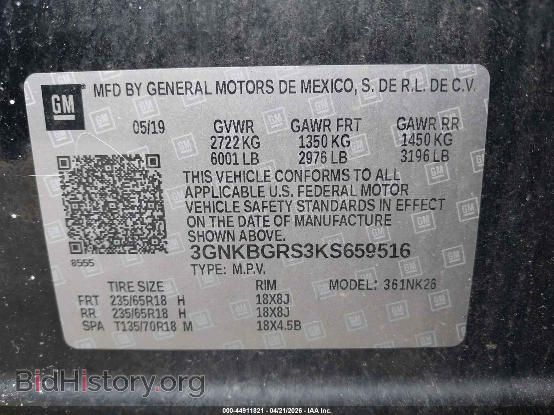 2019 CHEVROLET BLAZER - VIN: 3GNKBGRS3KS659516 - Фото 9