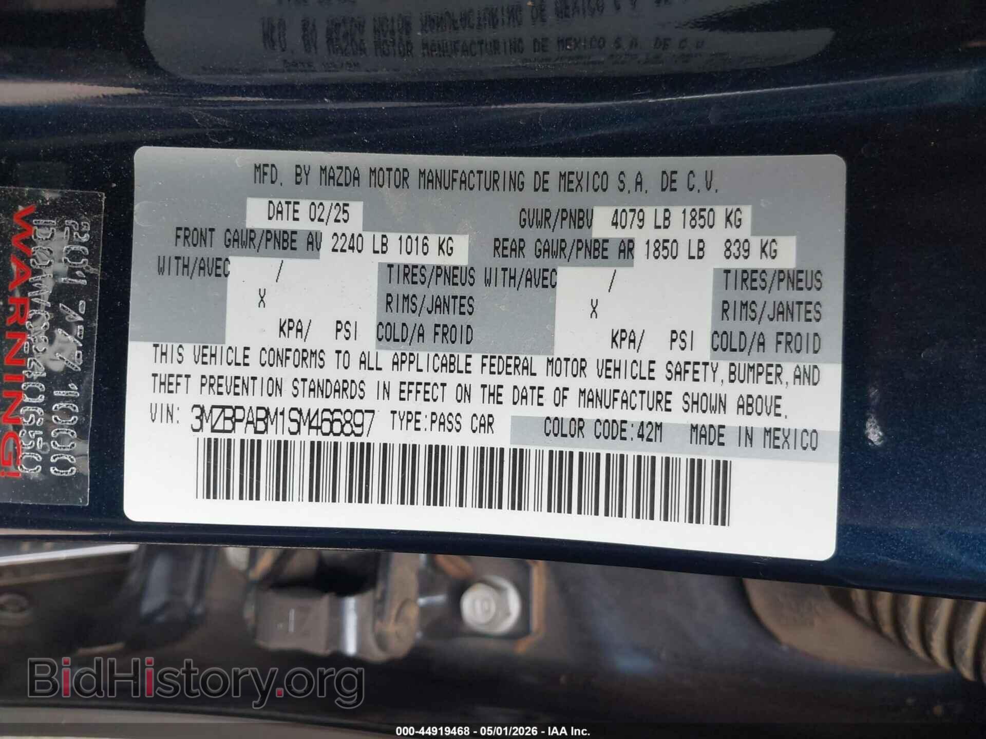 2025 MAZDA MAZDA3 - VIN: 3MZBPABM1SM466897 - Фото 9