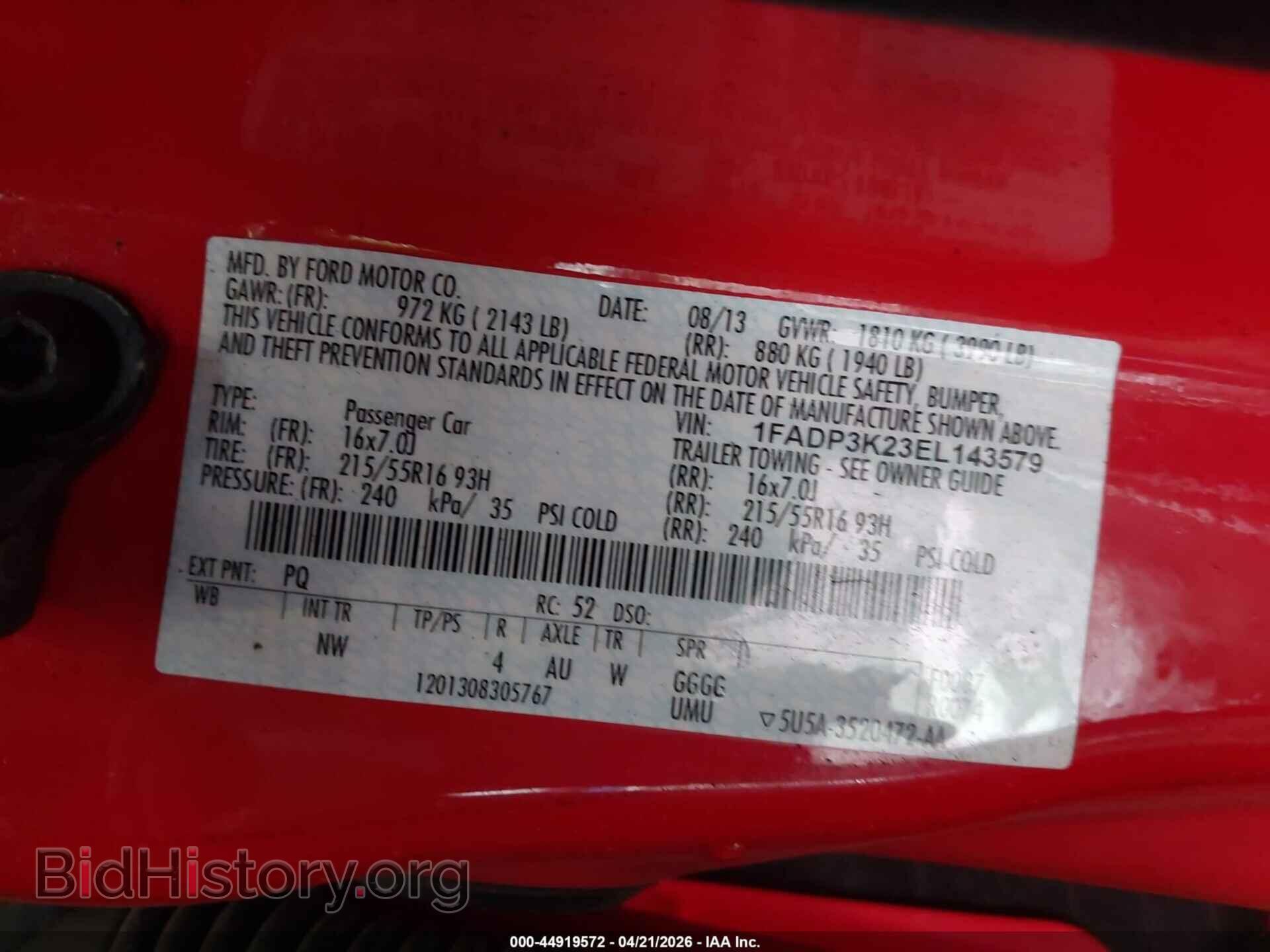 2014 FORD FOCUS - VIN: 1FADP3K23EL143579 - Фото 9