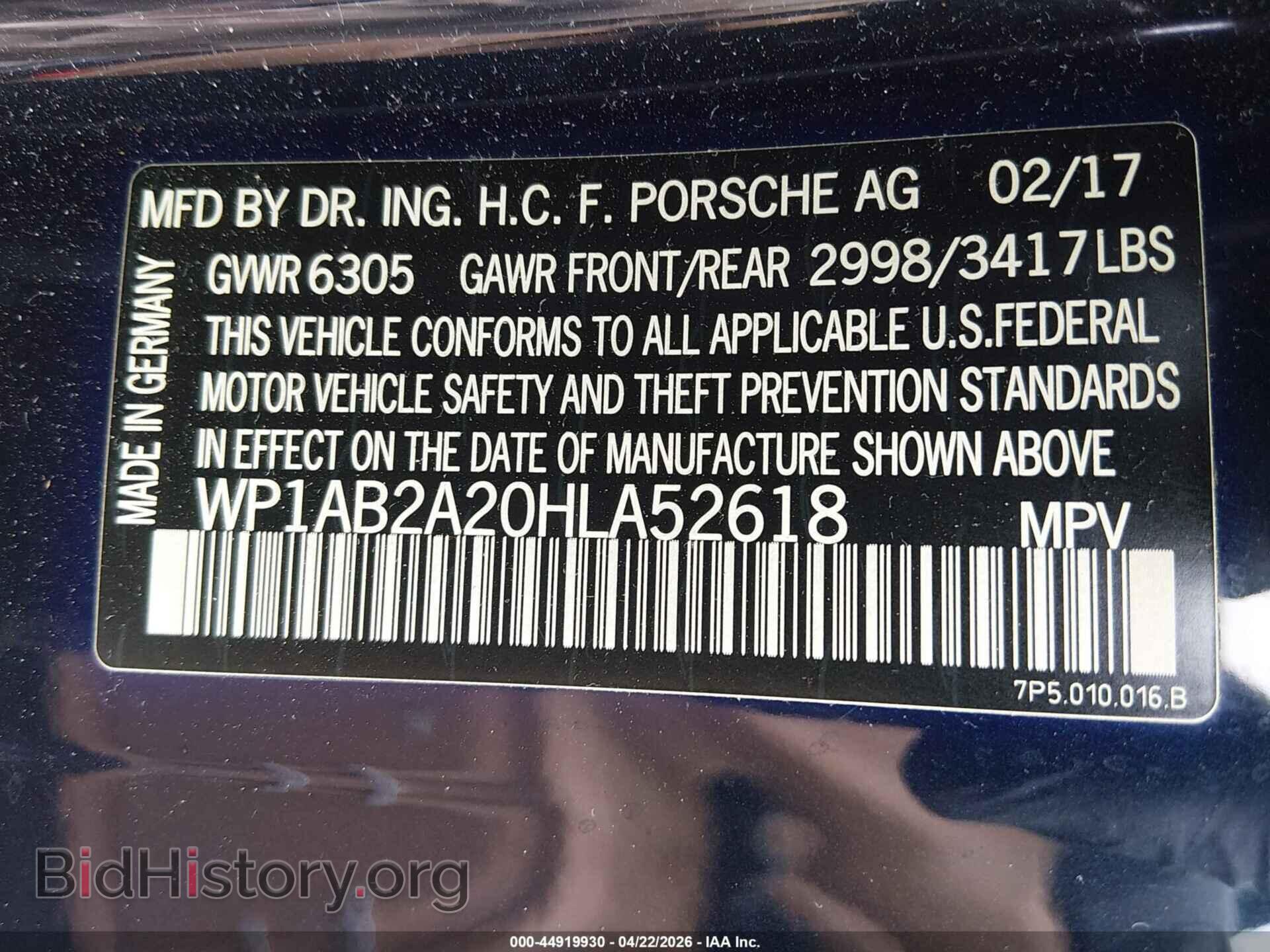 2017 PORSCHE CAYENNE - VIN: WP1AB2A20HLA52618 - Фото 9