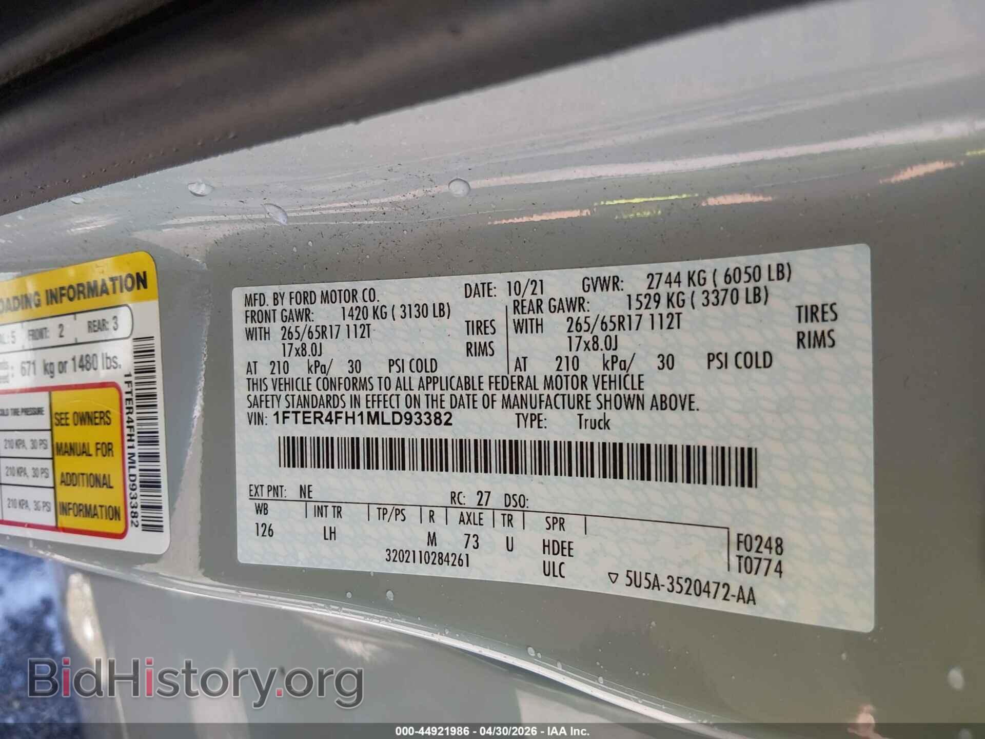 2021 FORD RANGER - VIN: 1FTER4FH1MLD93382 - Photo 9